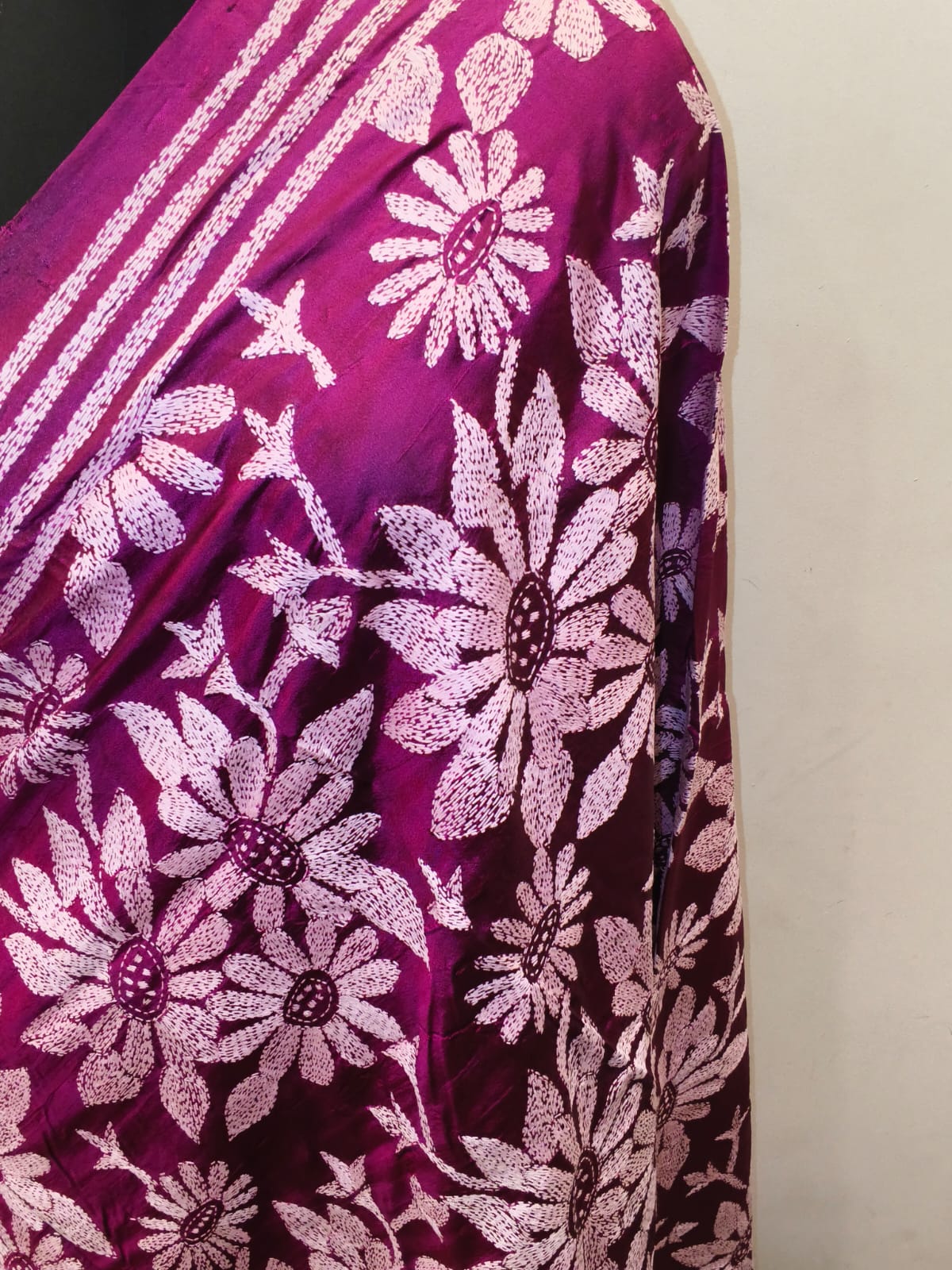 Pure Bangalore Silk Kantha Stitch Dupatta SN26KD102