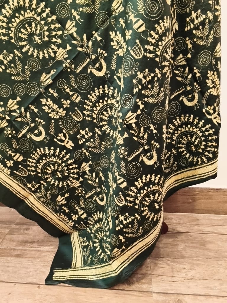 Pure Bangalore Silk Kantha Stitch Dupatta SN26KD107