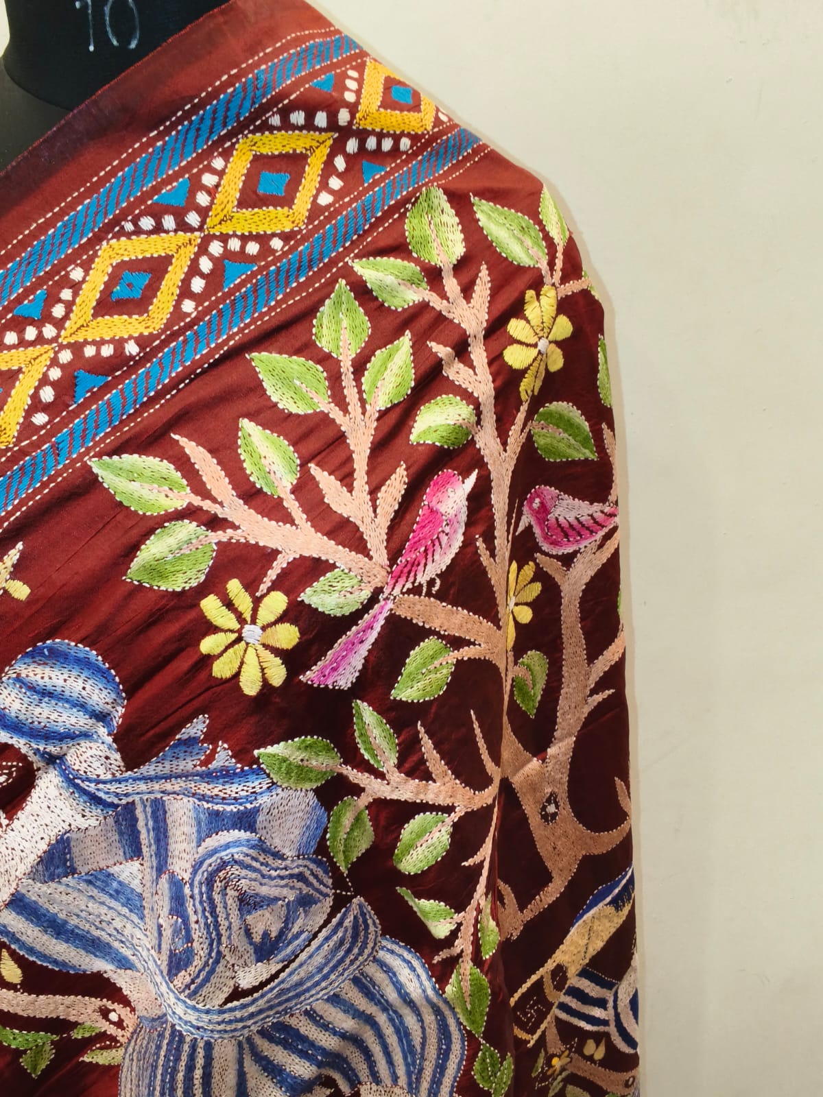 Pure Bangalore Silk Kantha Stitch Dupatta SN26KD110