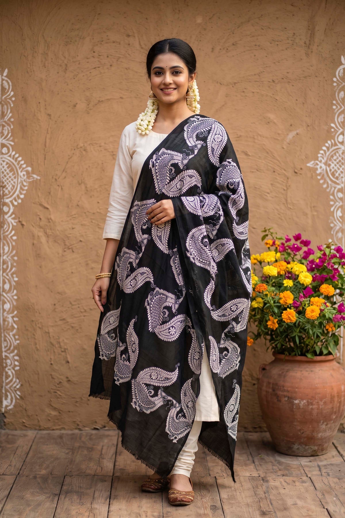 Cotton Kantha Stitch Dupatta SN26KD184
