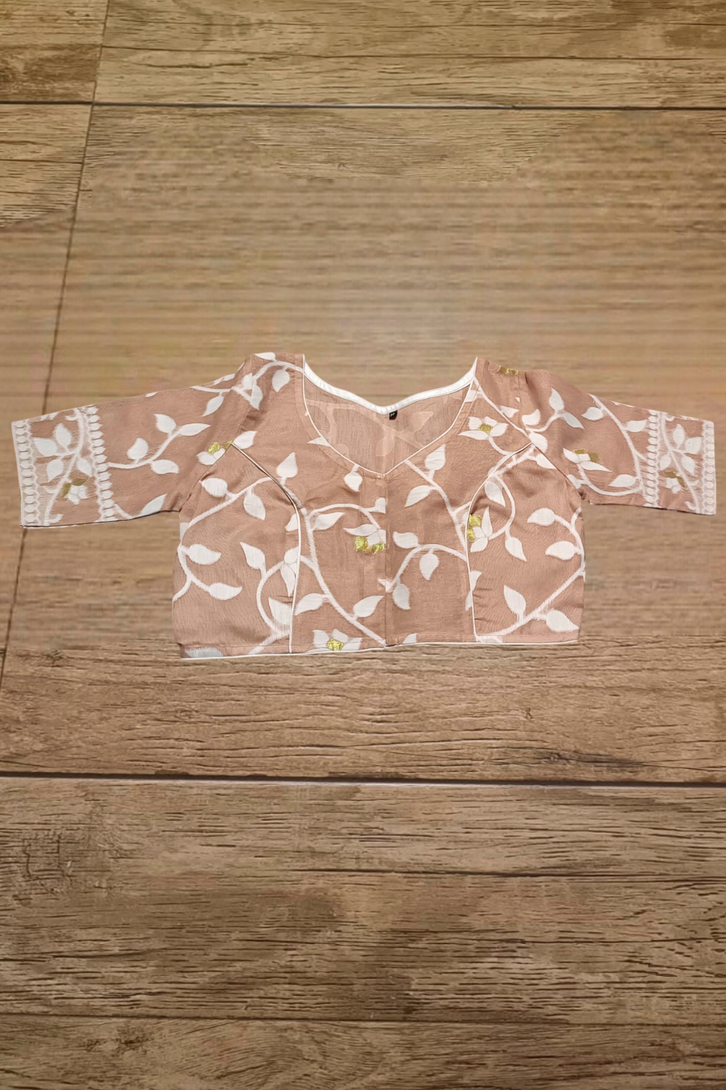 Glass Sleeve Resham Jamdani Blouse SN2025WP058