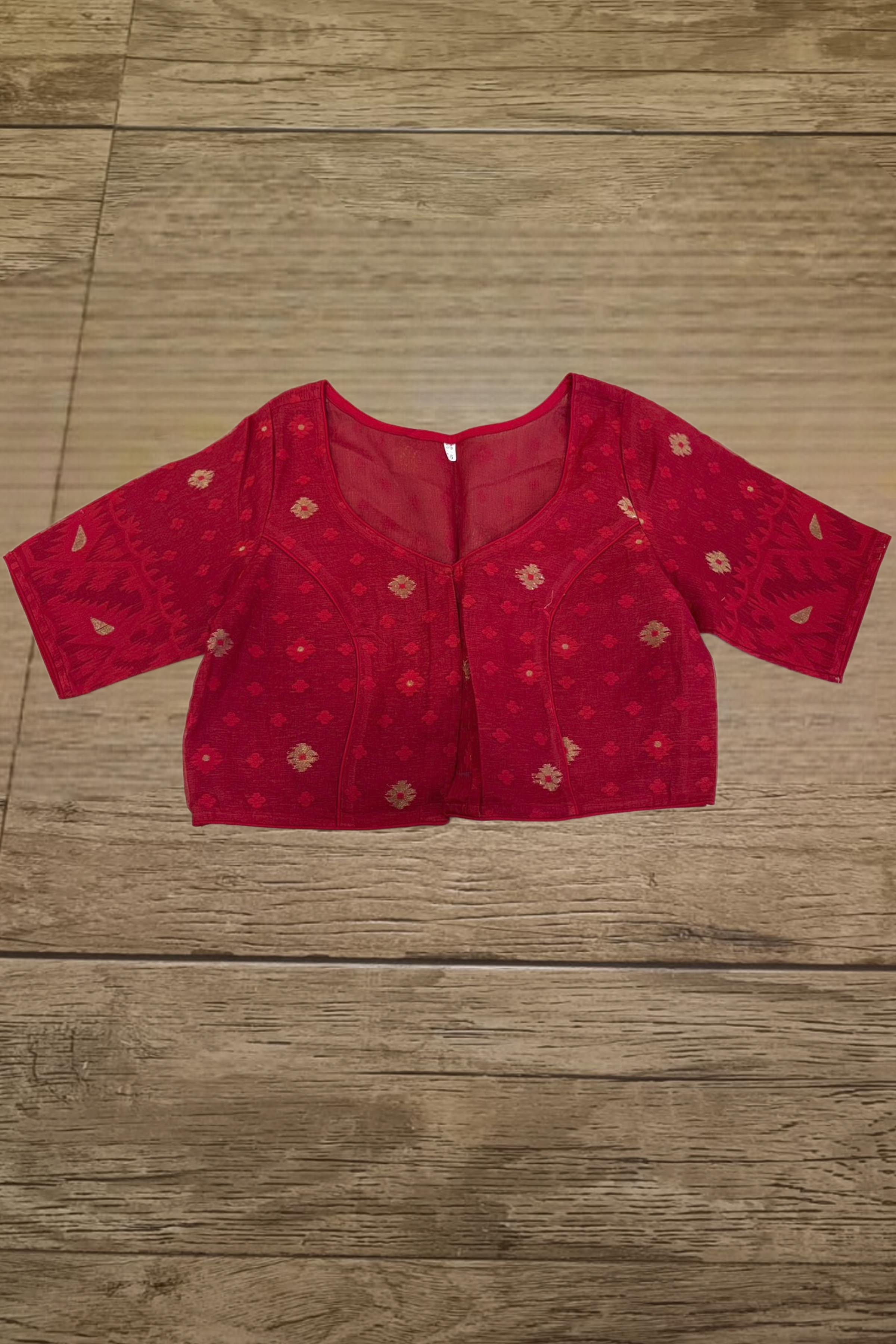 Glass Sleeve Resham Jamdani Blouse SN2026WP067