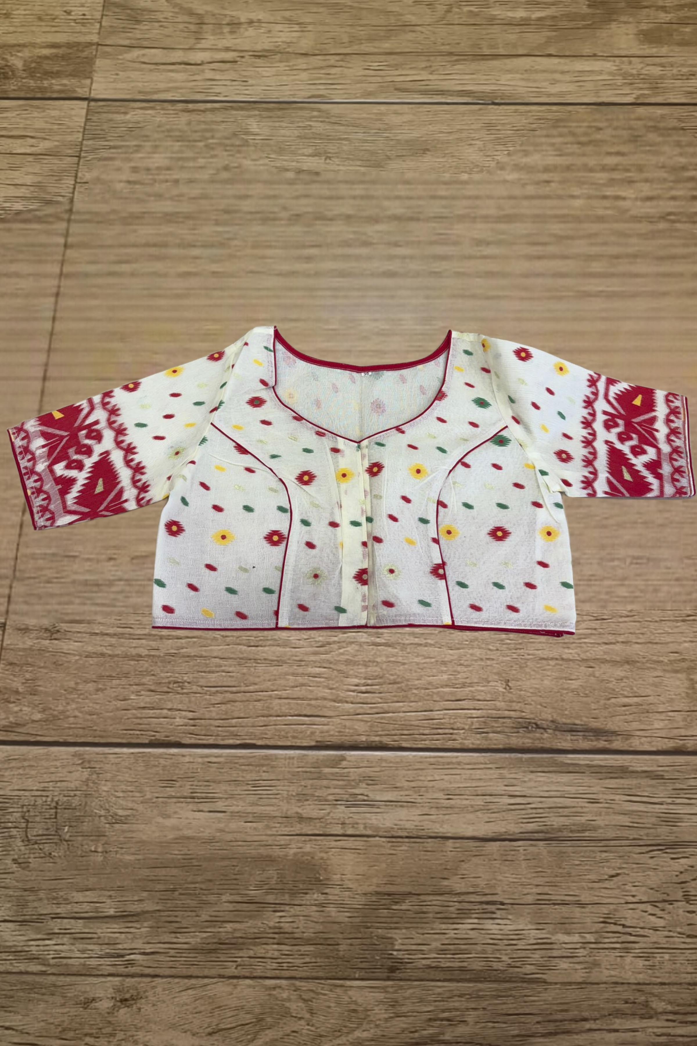 Glass Sleeve Resham Jamdani Blouse SN2026WP070