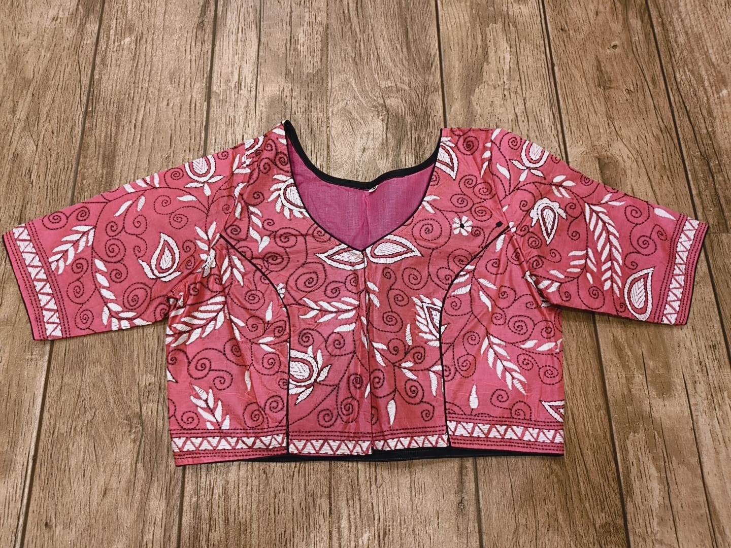 Pink Pure Bangalore Silk Kantha Stitch Blouse SN26WP091