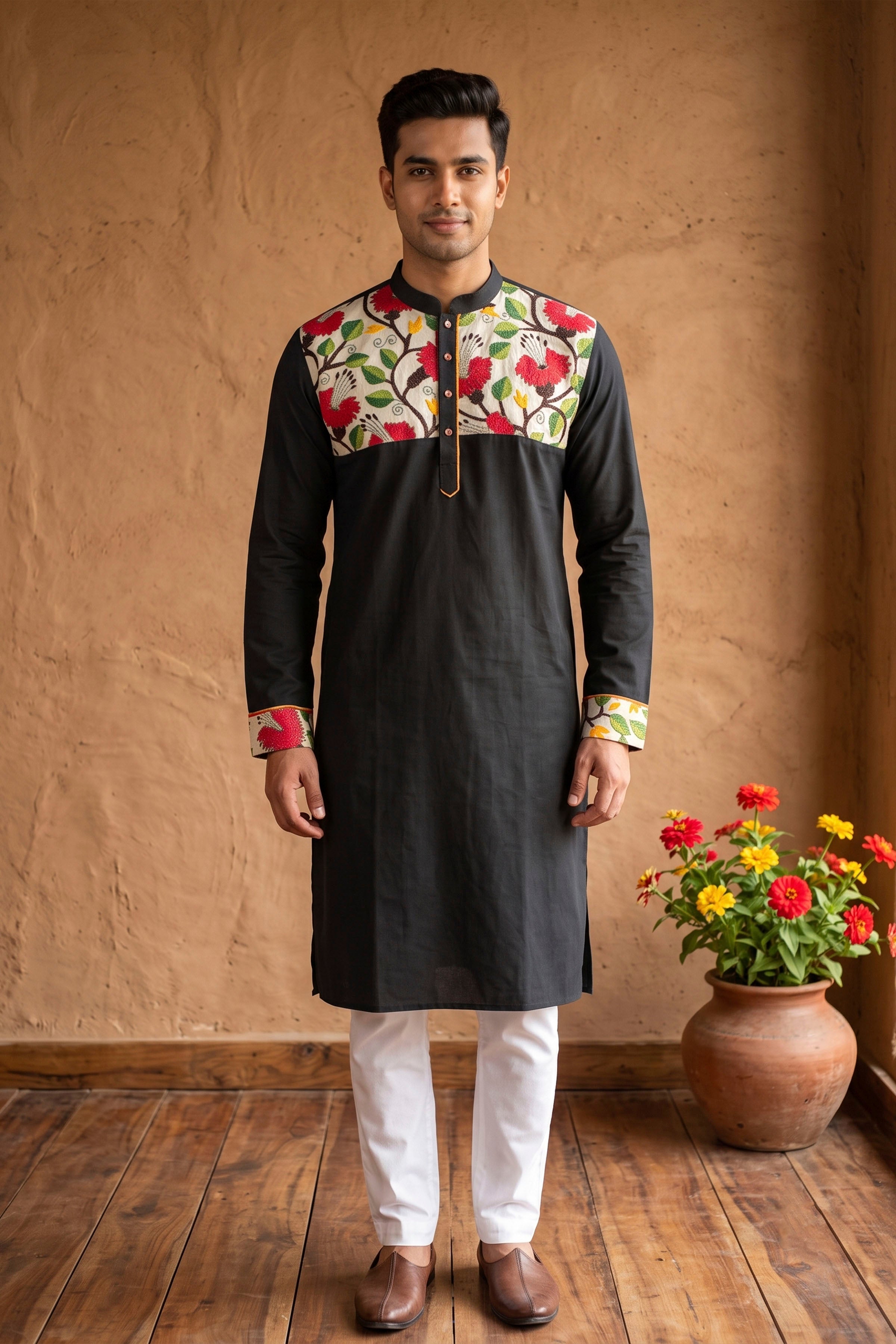 Cotton Kantha Stitch Patch Panjabi SN2023WPCK103
