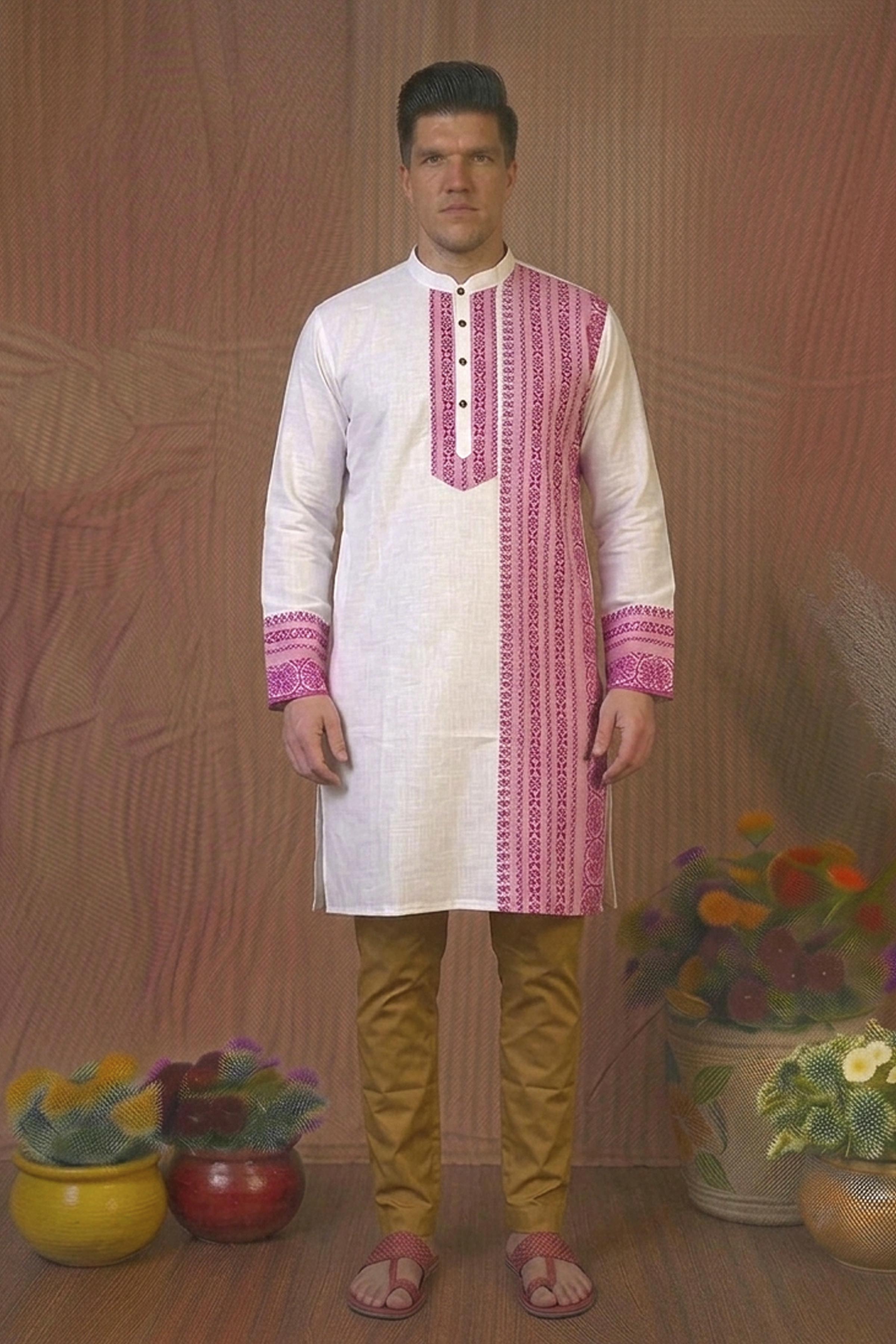Designed Pure Cotton Panjabi SN2024WP105