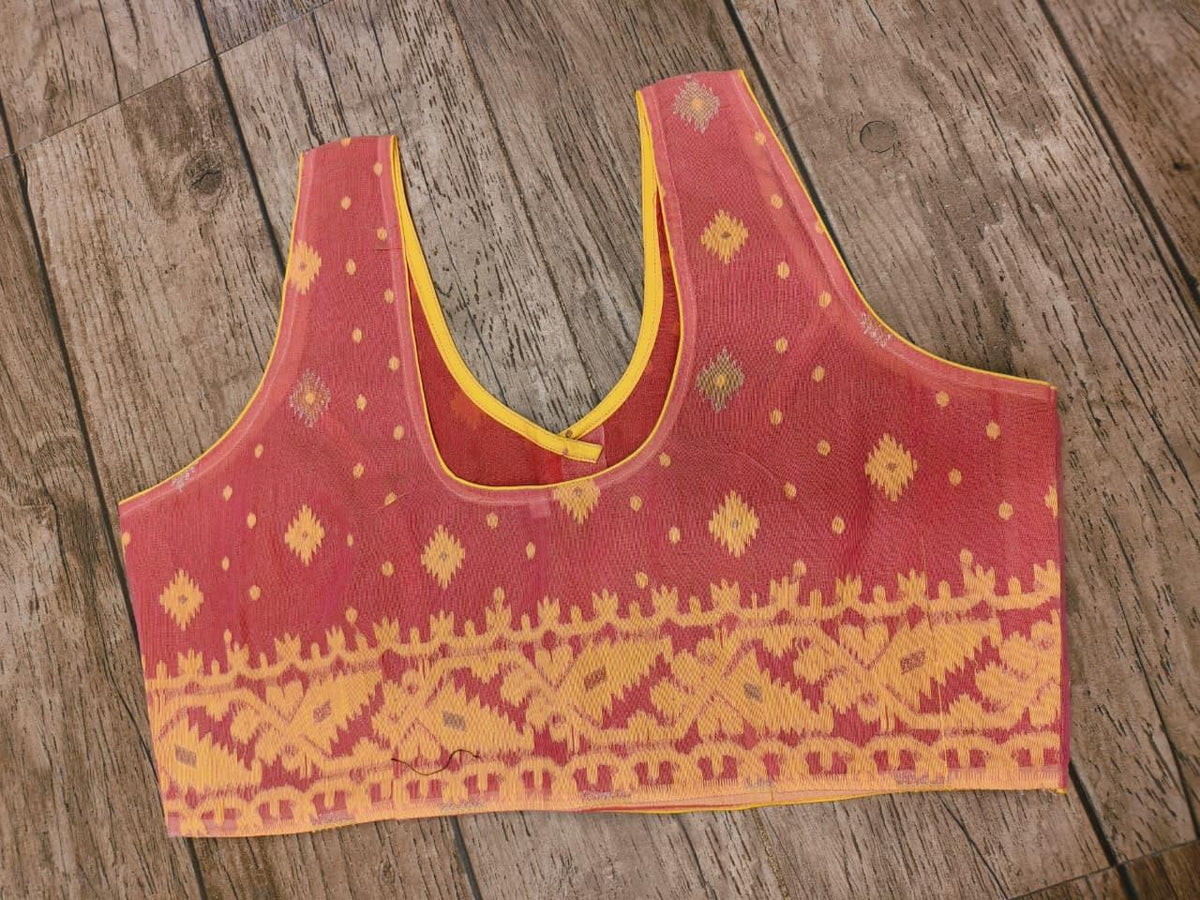 Dusty Red Sleeveless Rasham Jamdani Blouse SN26WP108