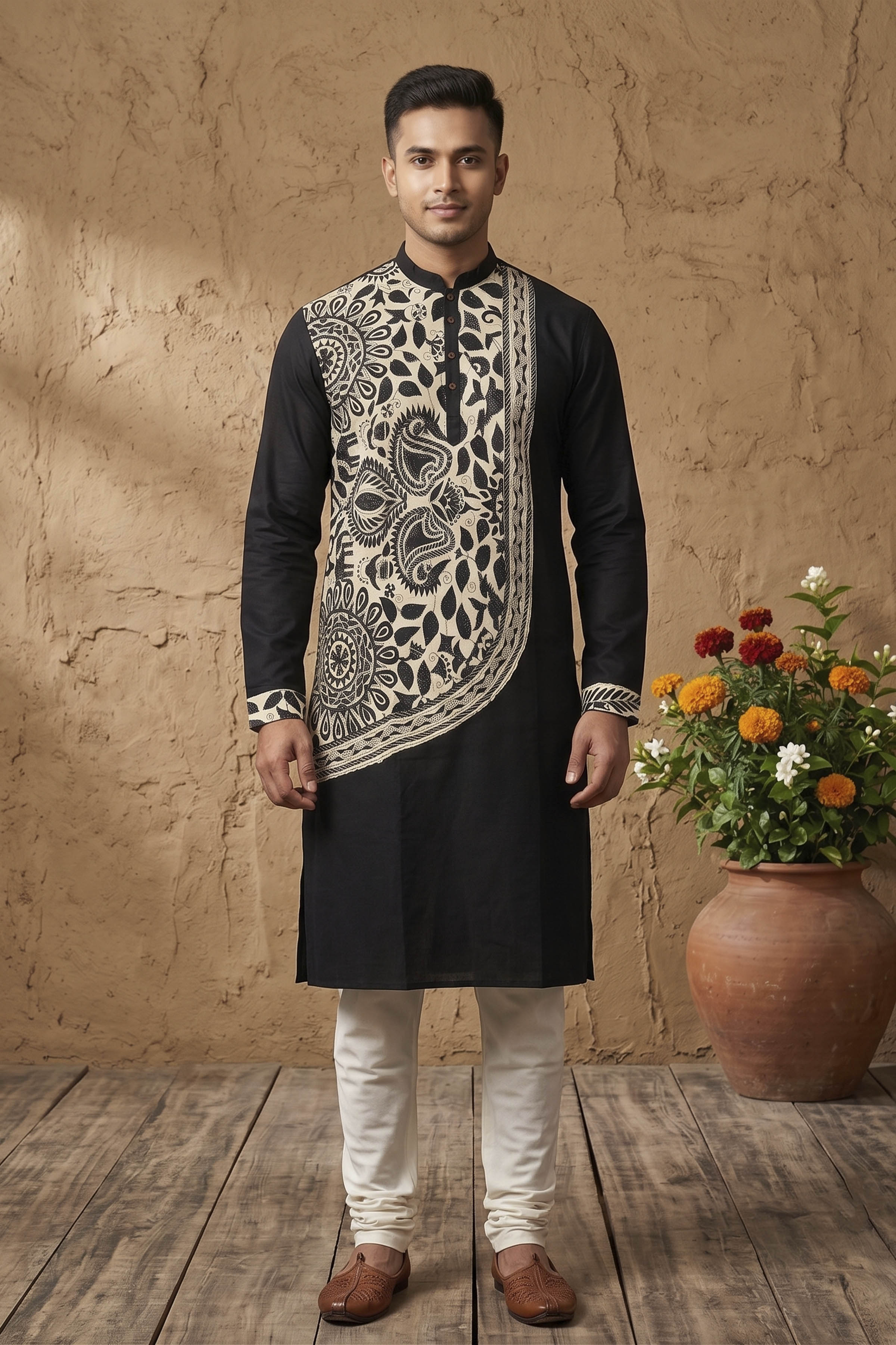 Cotton Kantha Stitch (Hand Embroidery) Panjabi SN2024WP114