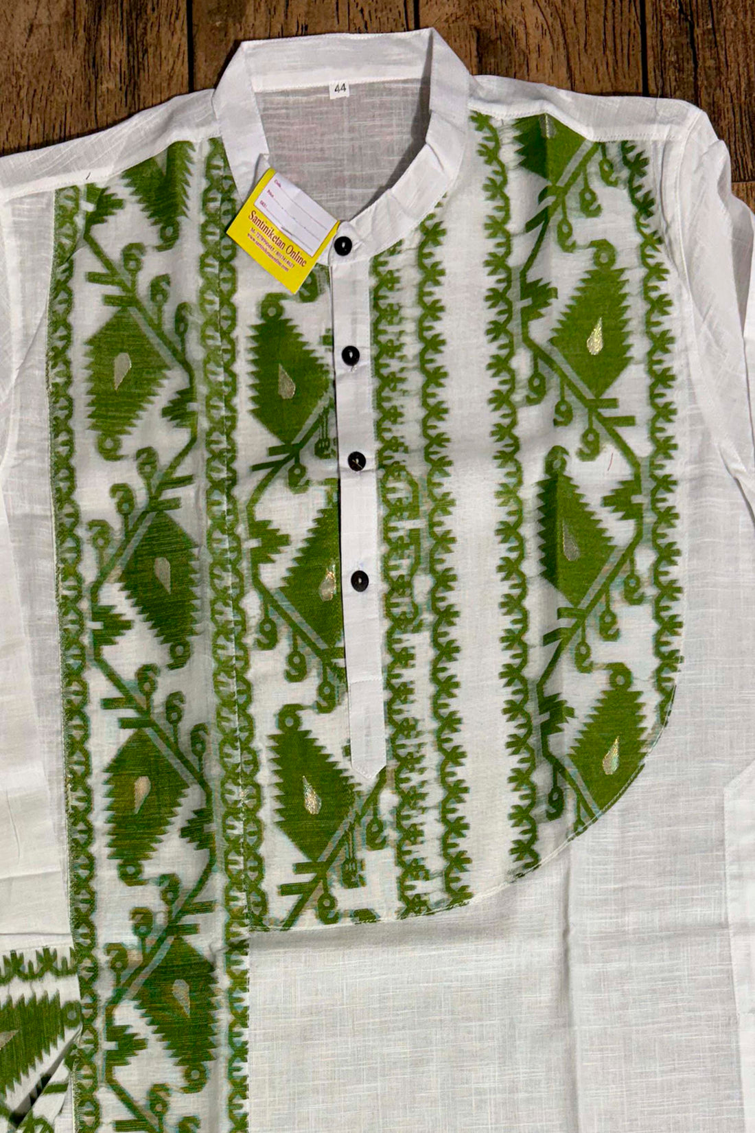 White Color Cotton with Jamdani Patch Work Panjabi