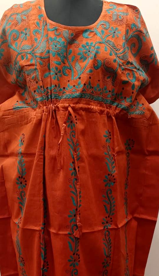 Kantha Hand Embroidery Cotton Kaftan SN26157