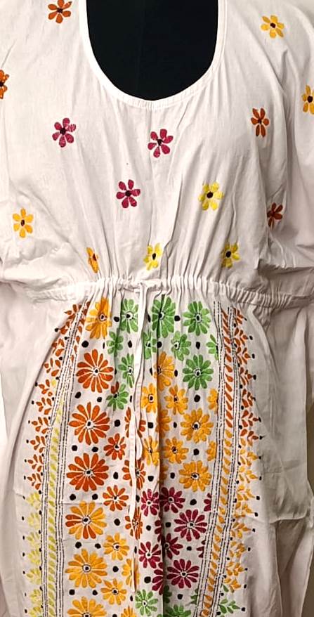 Kantha Hand Embroidery Cotton Kaftan SN26158
