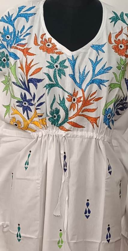 Kantha Hand Embroidery Cotton Kaftan SN26168