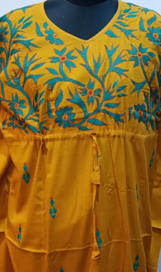 Kantha Hand Embroidery Cotton Kaftan SN26171