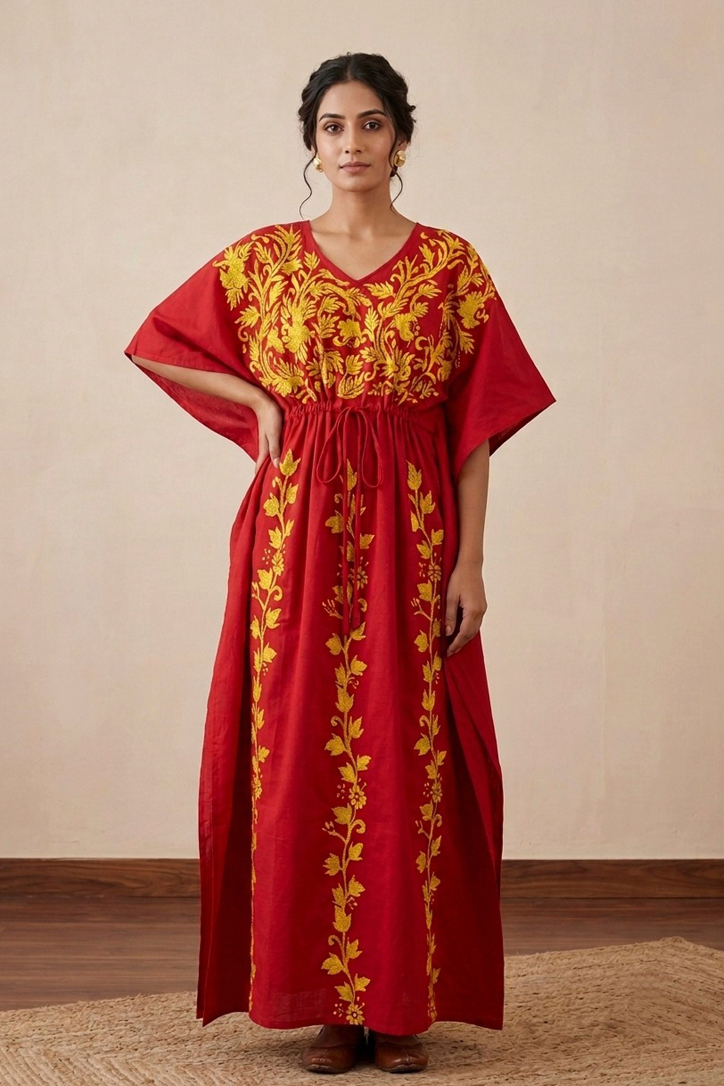 Kantha Hand Embroidery Cotton Kaftan SN26172
