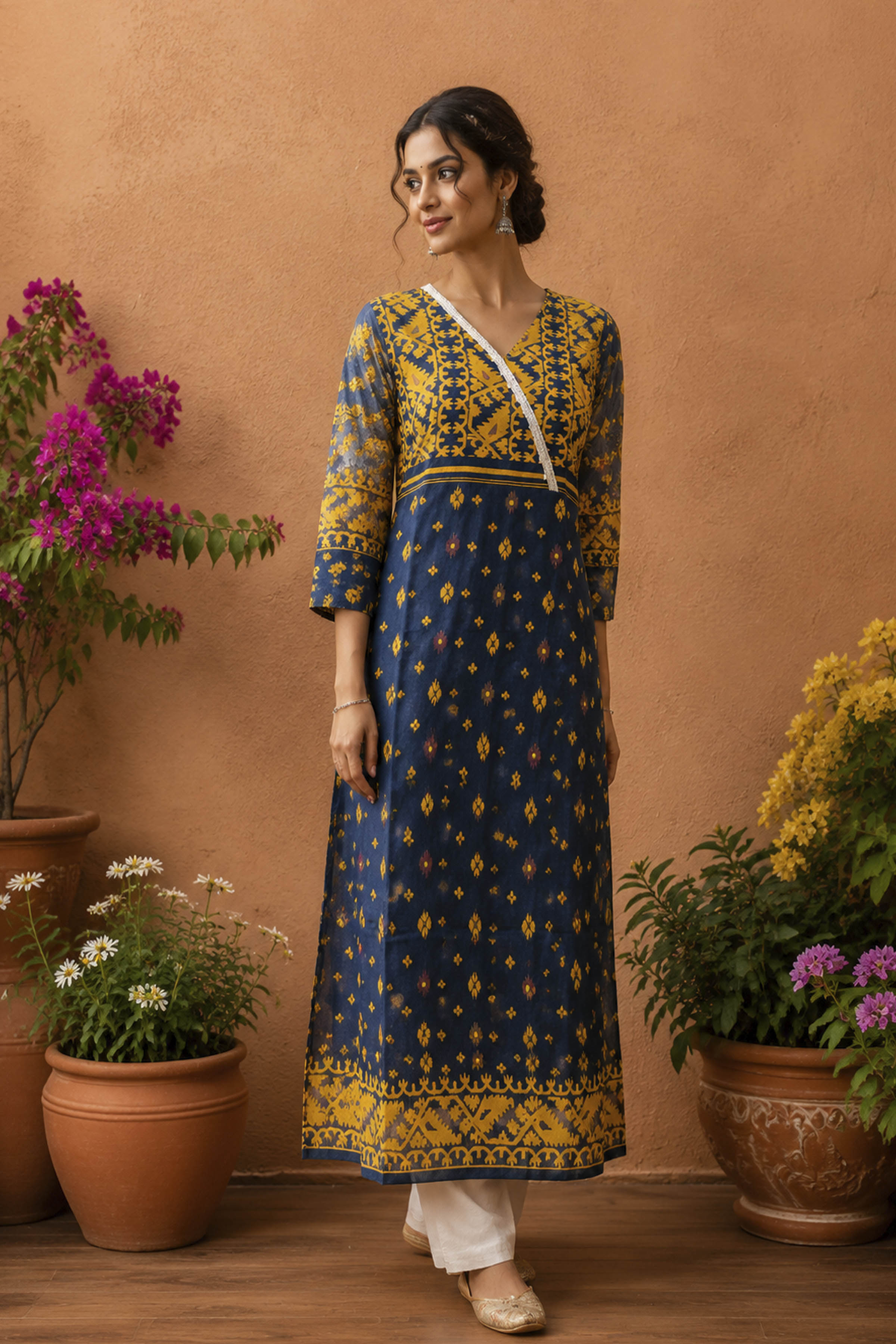 Resham Jamdani Kurti SN26WPRJ178