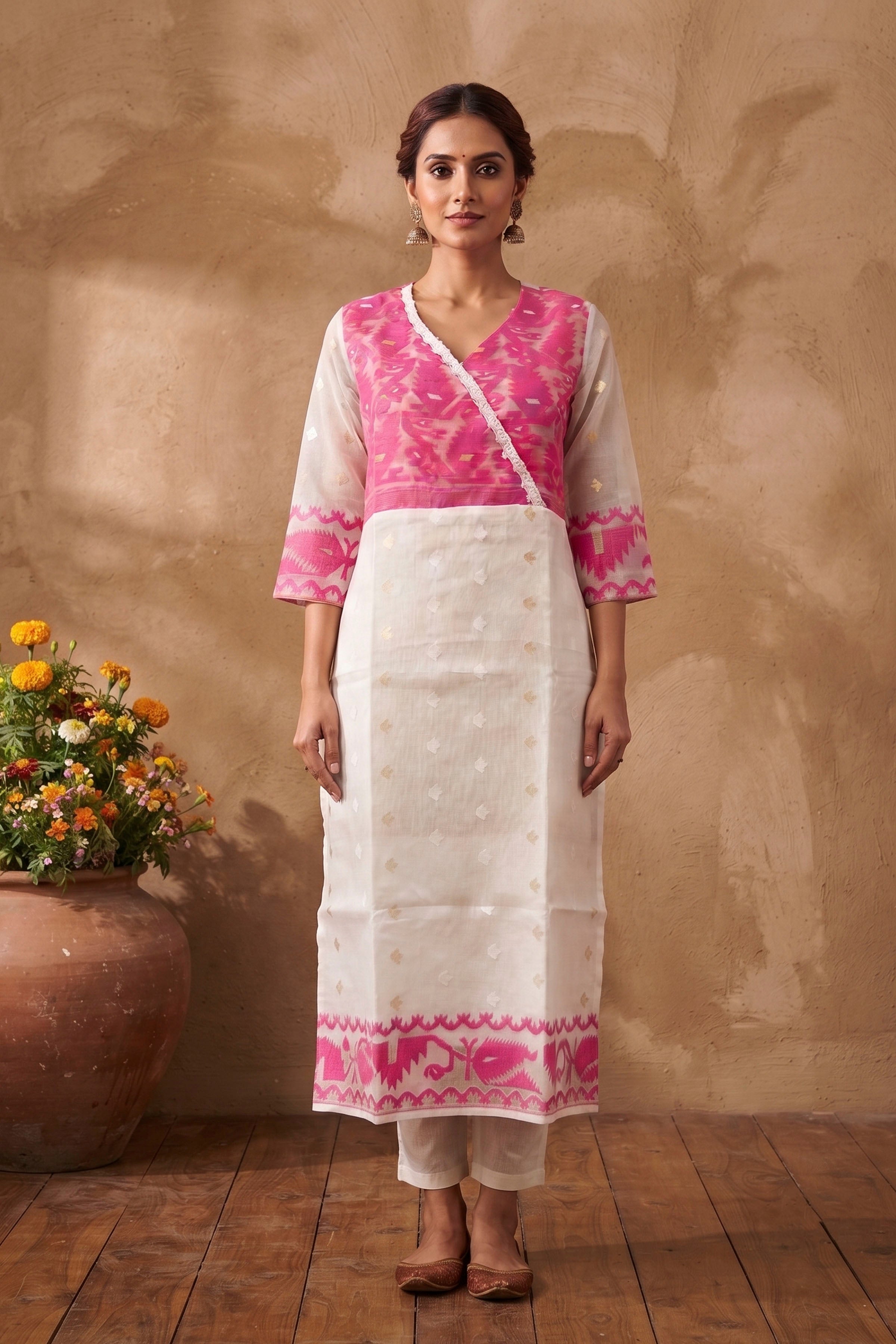 Resham Jamdani Kurti SN26WPRJ183