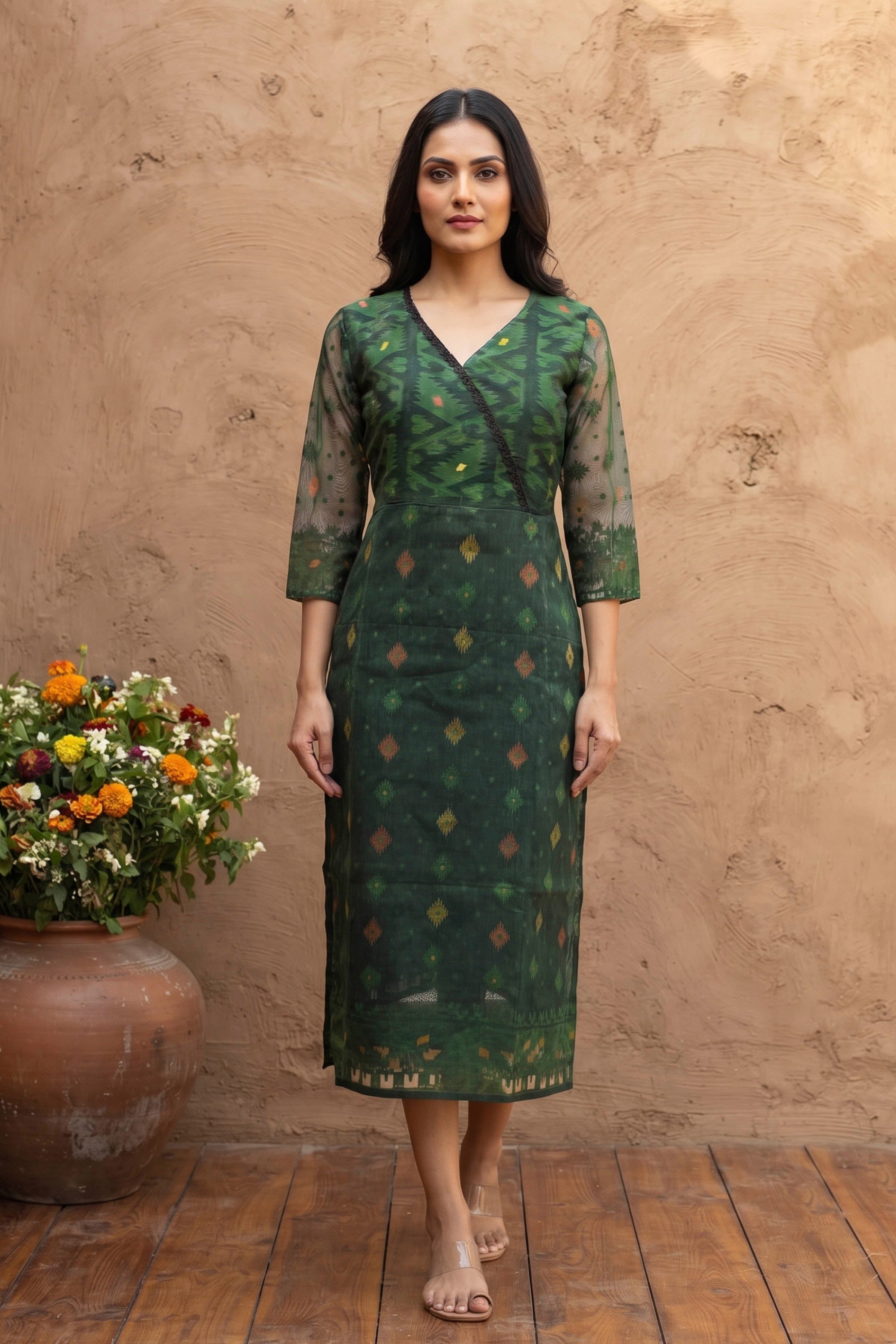 Resham Jamdani Kurti SN26WPRJ186
