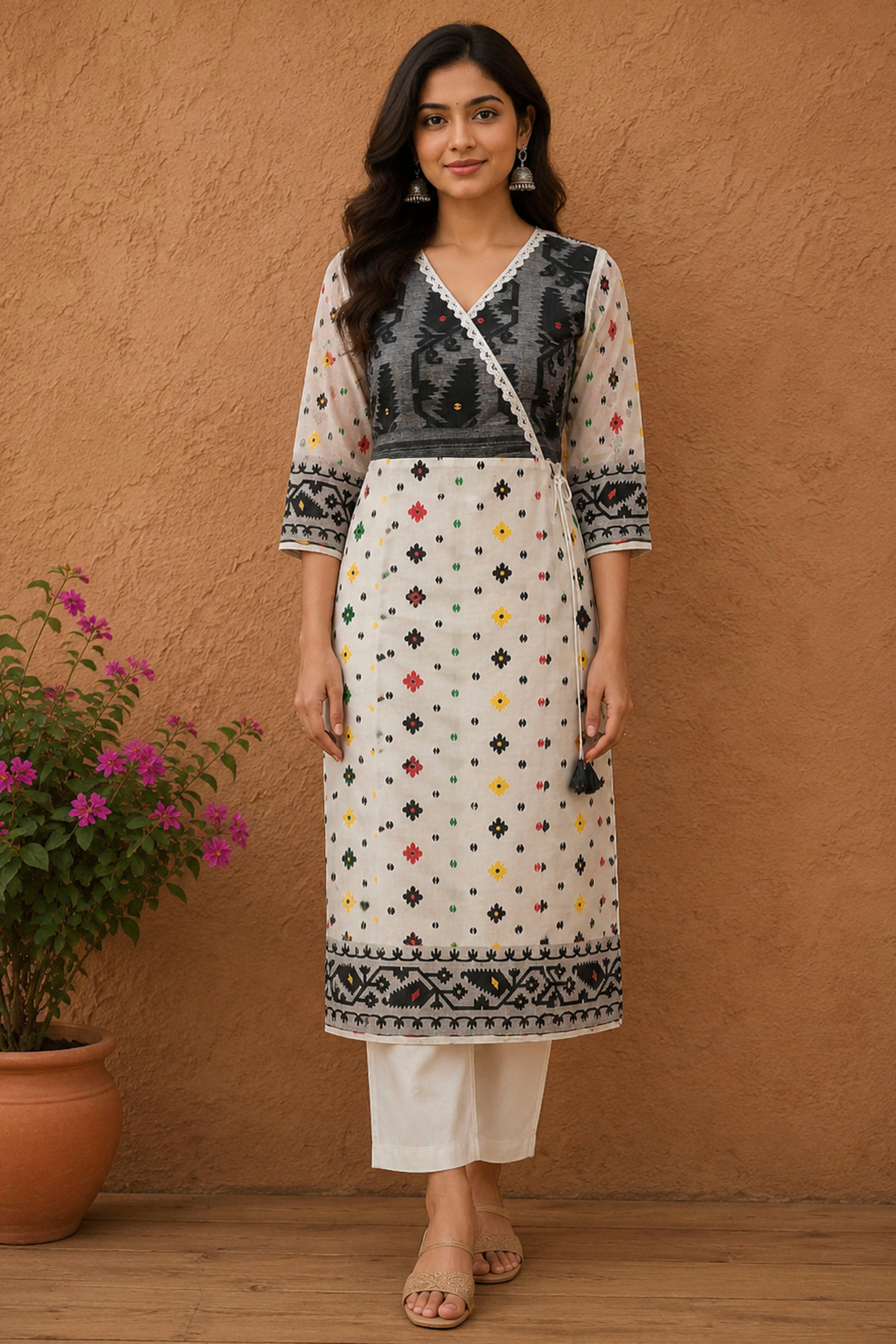 Resham Jamdani Kurti SN26WPRJ189