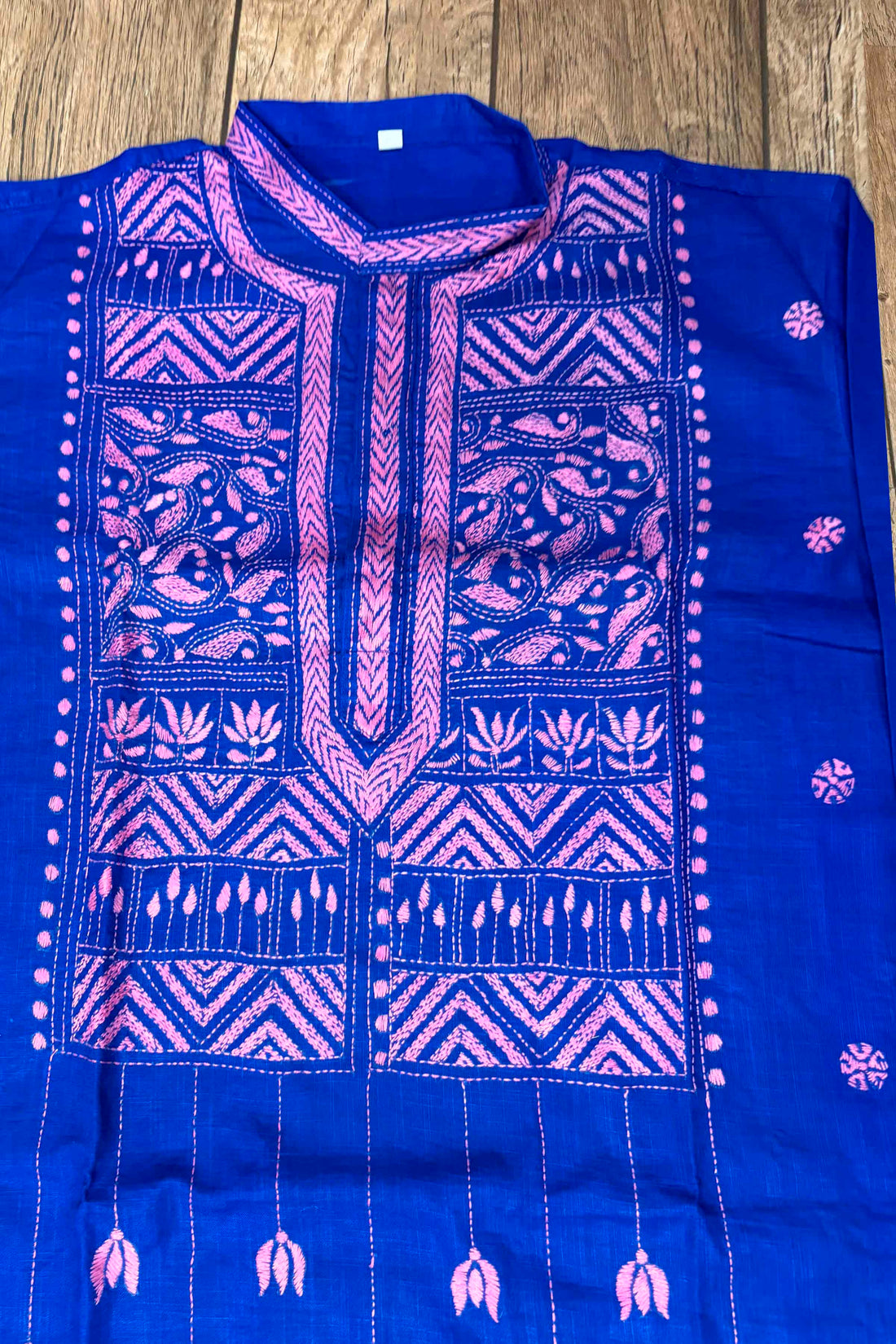 Blue Pure Cotton with Kantha Work (Hand Embroidery) Panjabi