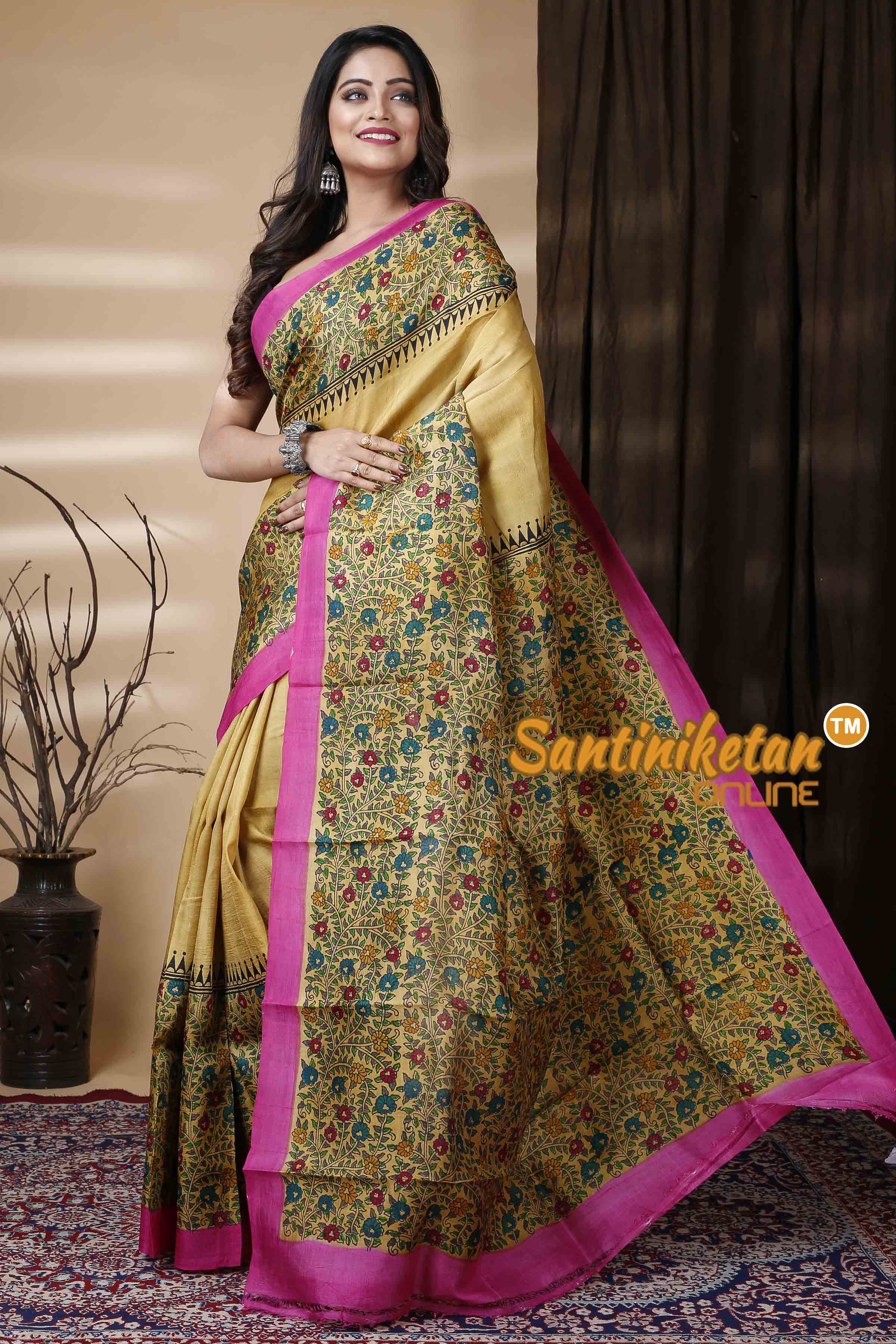 Hand Block On Murshidabad Silk SN202310831