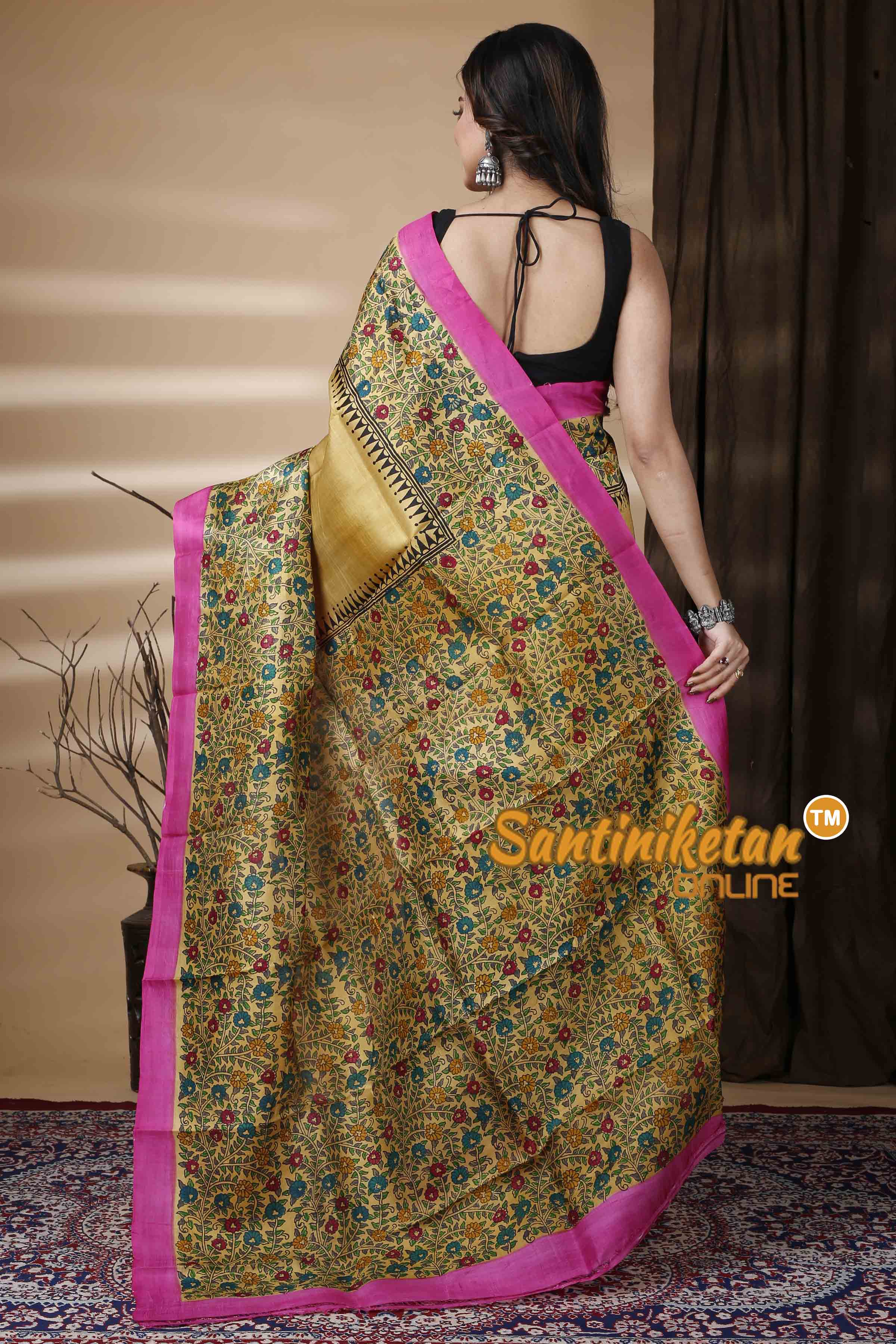 Hand Block On Murshidabad Silk SN202310831