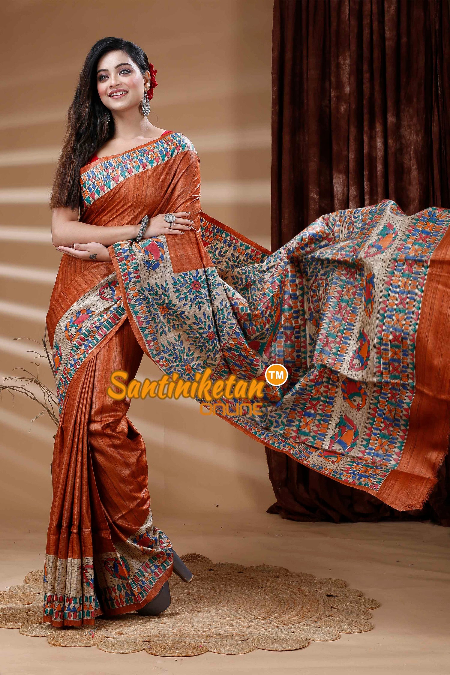Pure Ghicha-Tussar Hand Painting Madhubani Saree SN202311469