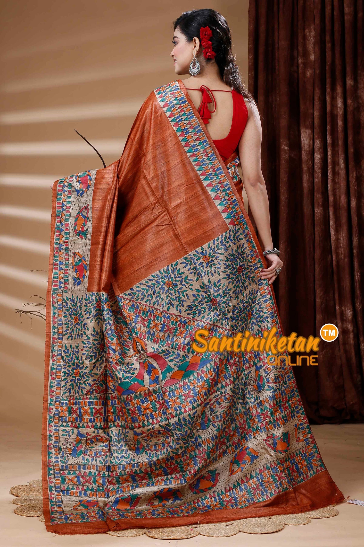 Pure Ghicha-Tussar Hand Painting Madhubani Saree SN202311469