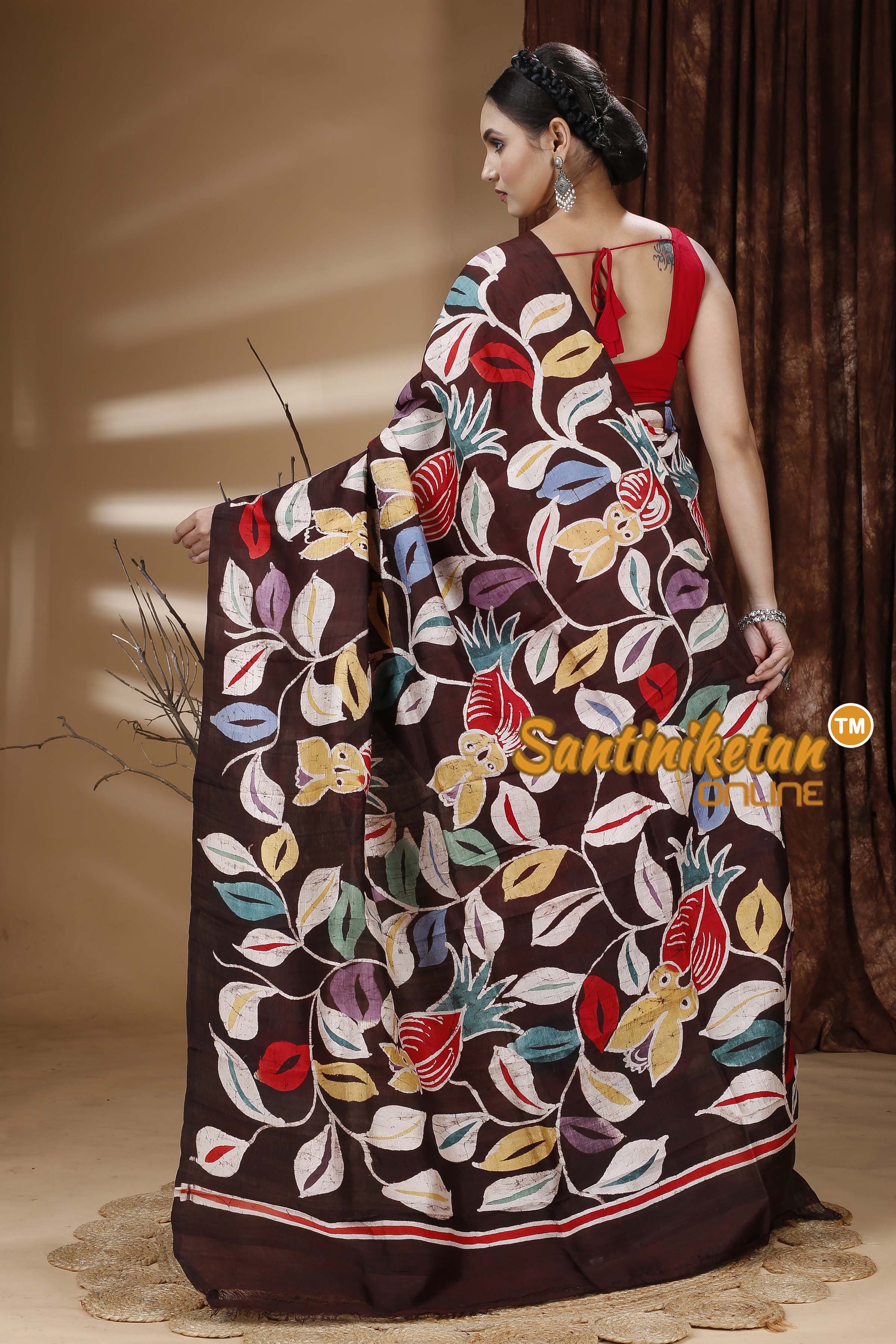 Hand Batik On Murshidabad Silk Saree SN202313305