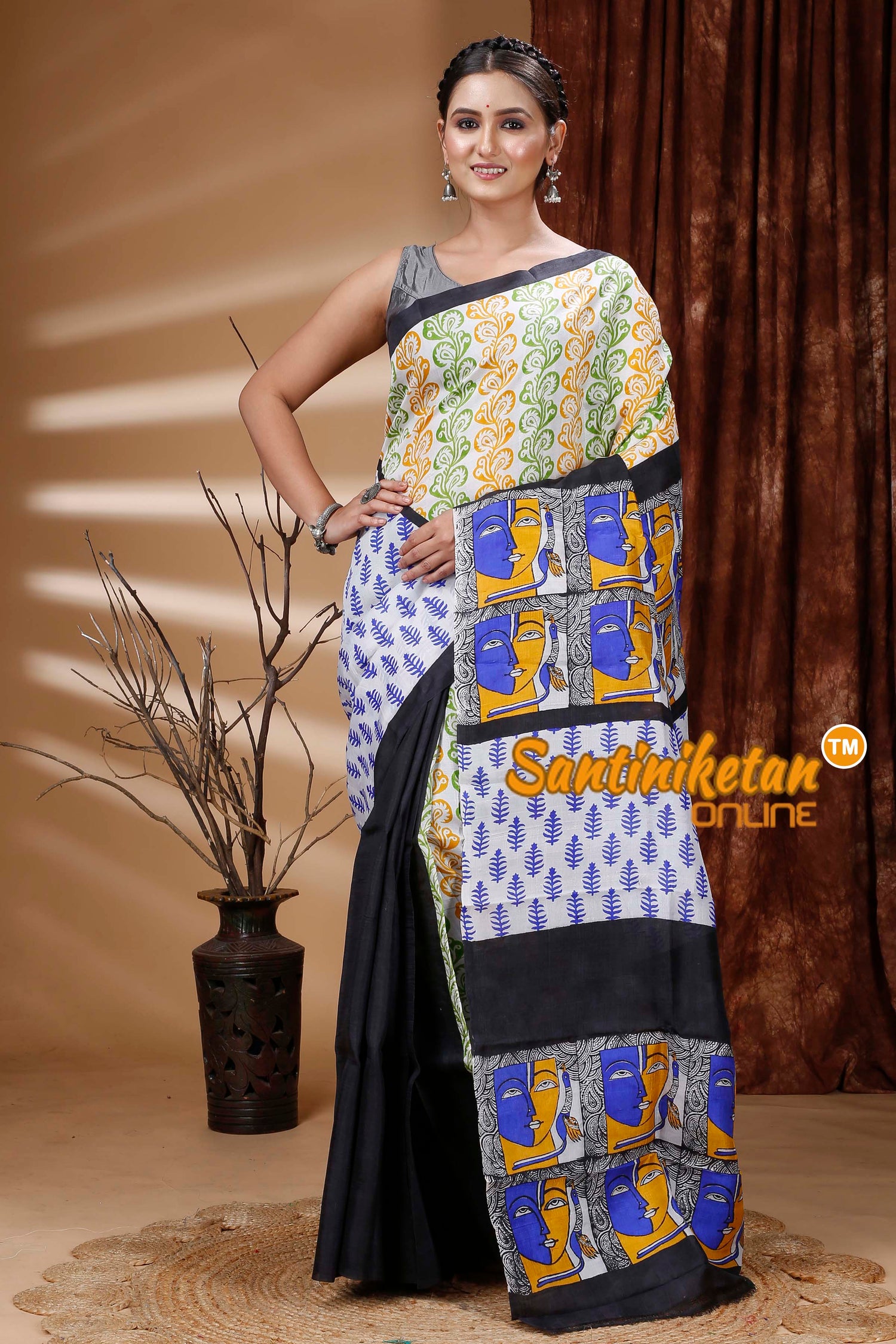 Hand Block On Murshidabad Silk SN202313355