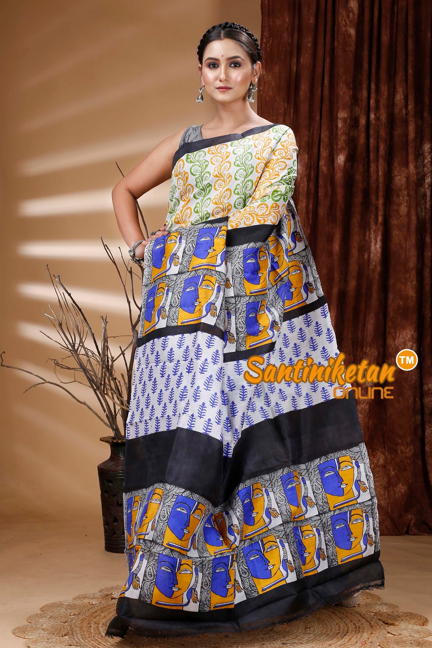 Hand Block On Murshidabad Silk SN202313355