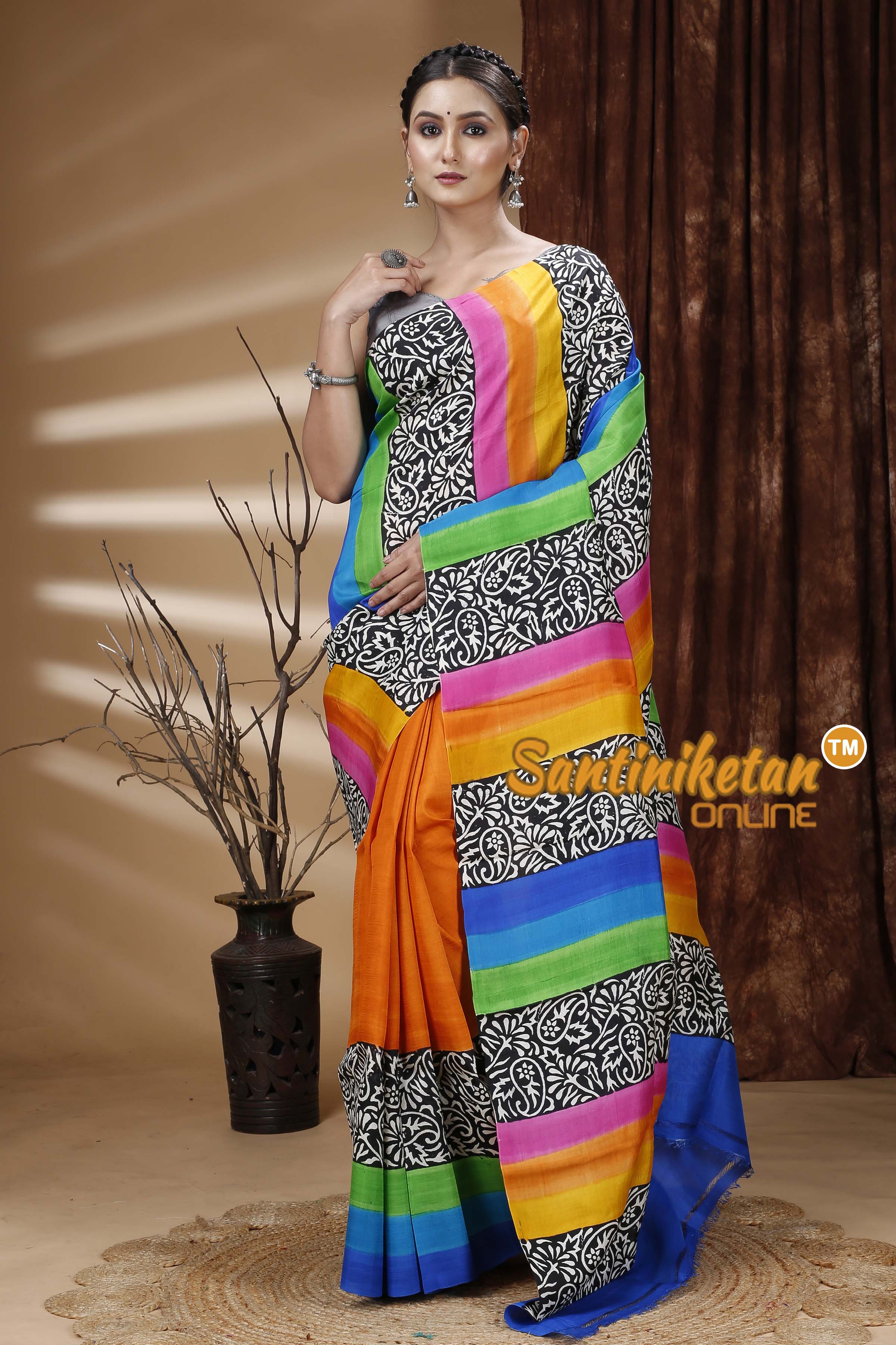 Hand Block On Murshidabad Silk SN202313365