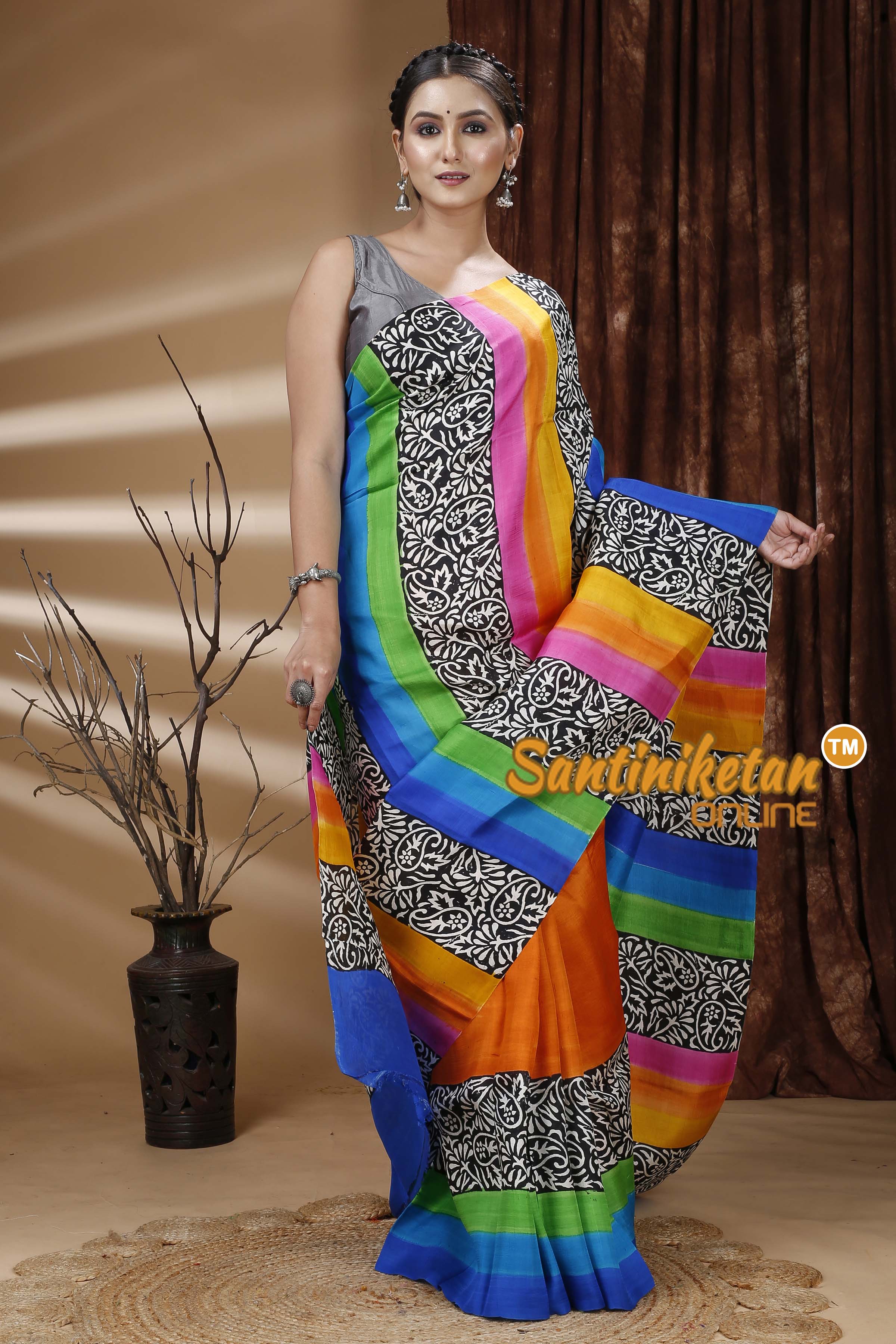 Hand Block On Murshidabad Silk SN202313365