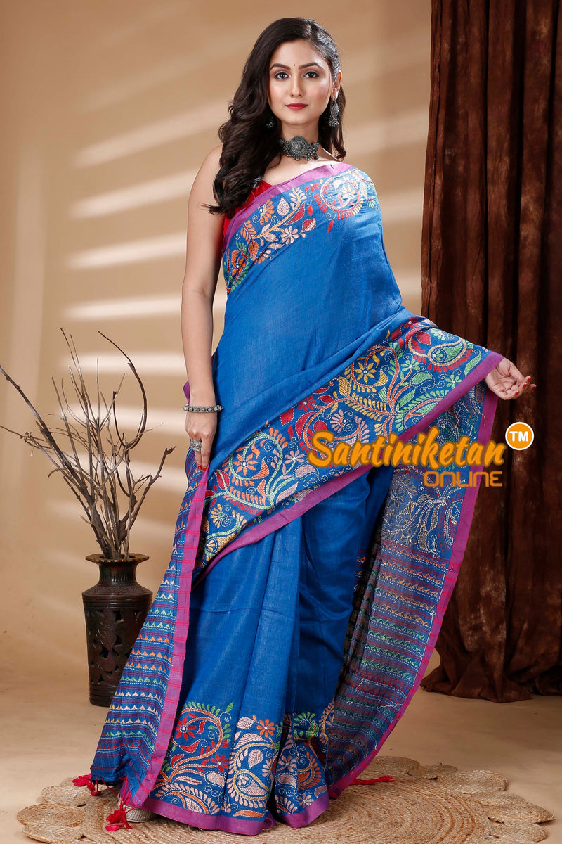 Pure Soft Cotton Kantha Stitch (Hand Embroidery) Saree SN202313969