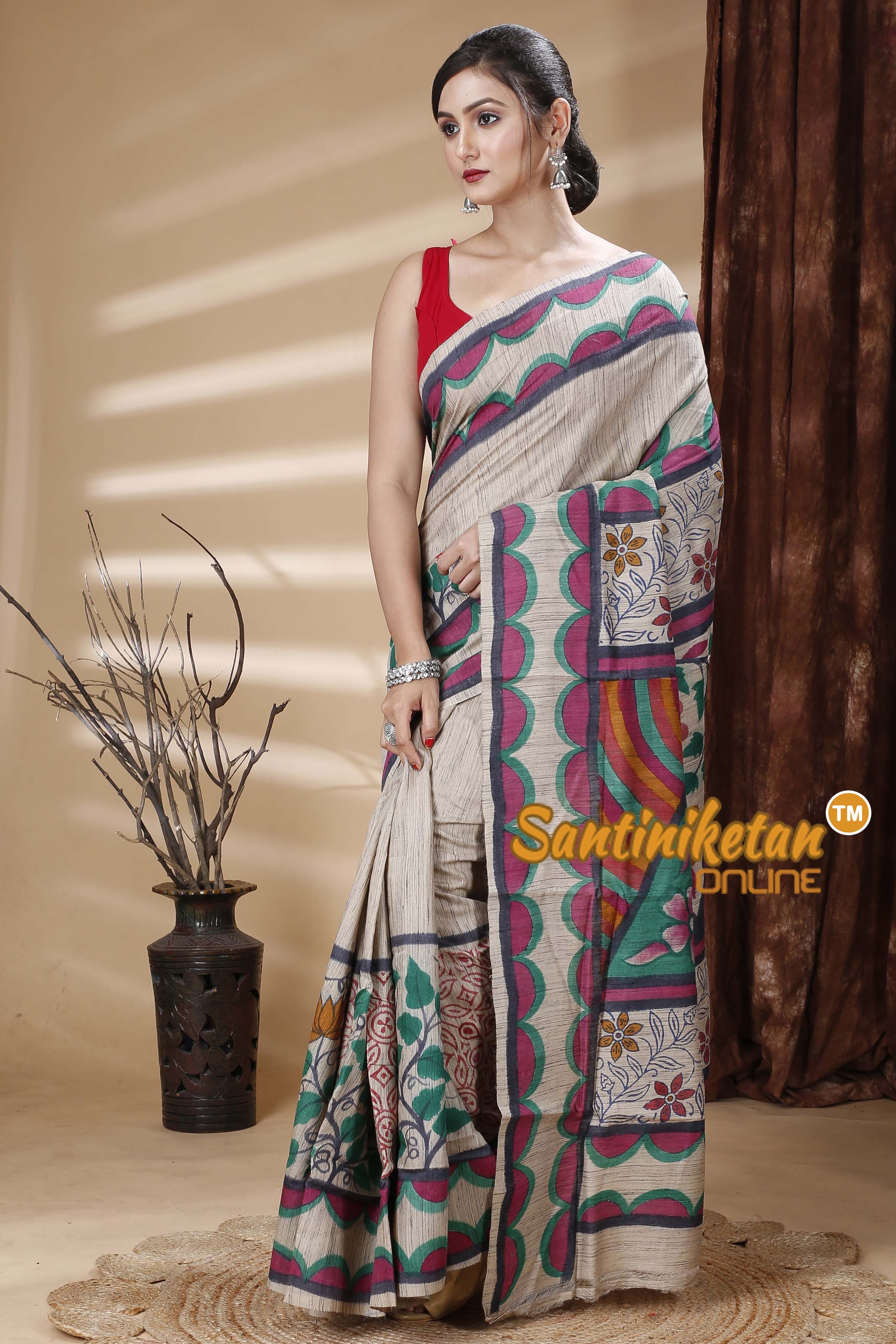 Hand Painted Pure Ketiya Tussar Silk Saree SN202314105