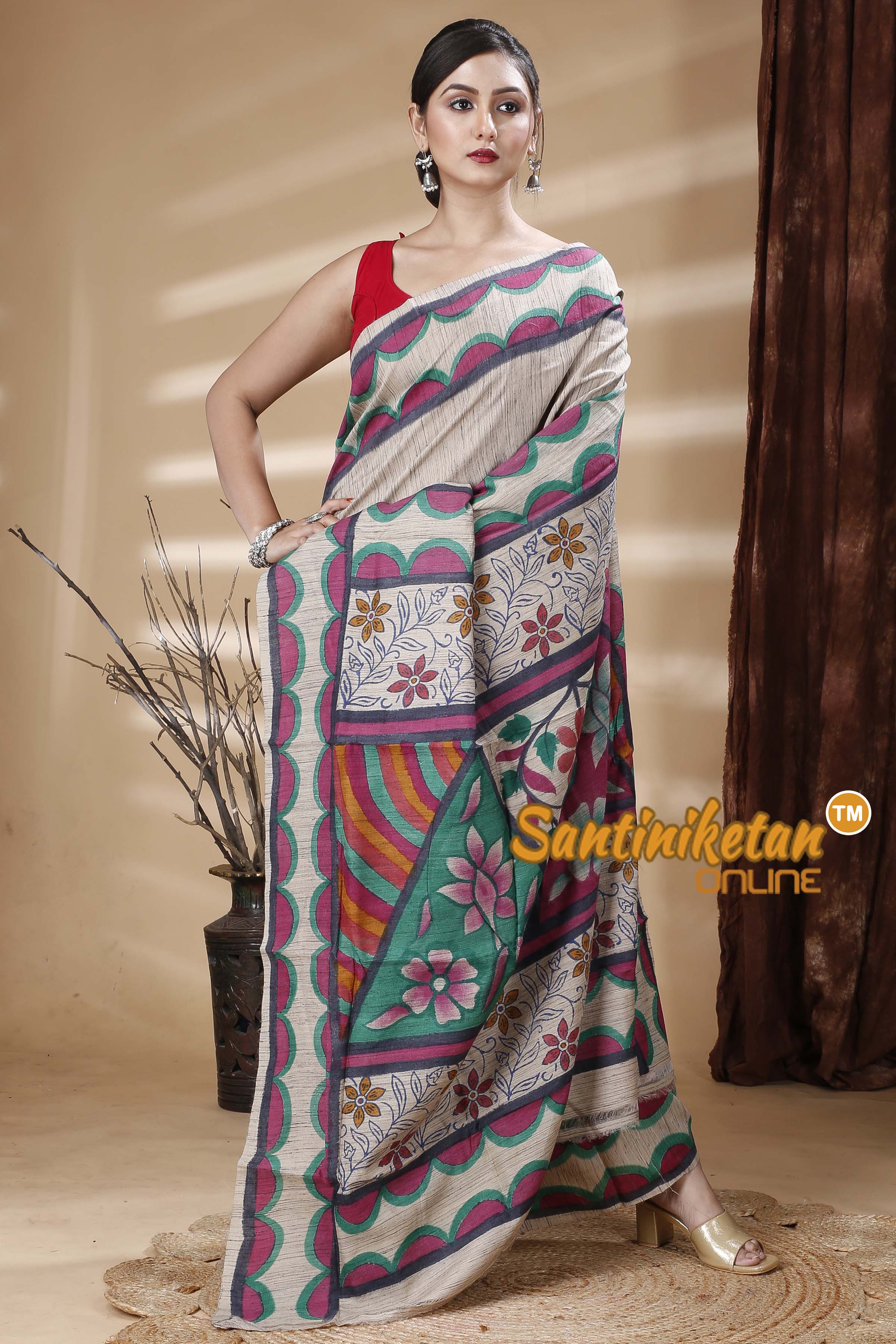 Hand Painted Pure Ketiya Tussar Silk Saree SN202314105