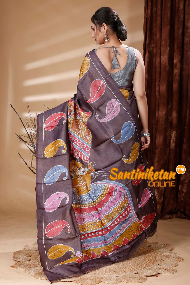 Hand Batik On Pure Tussar Silk Saree SN202314259