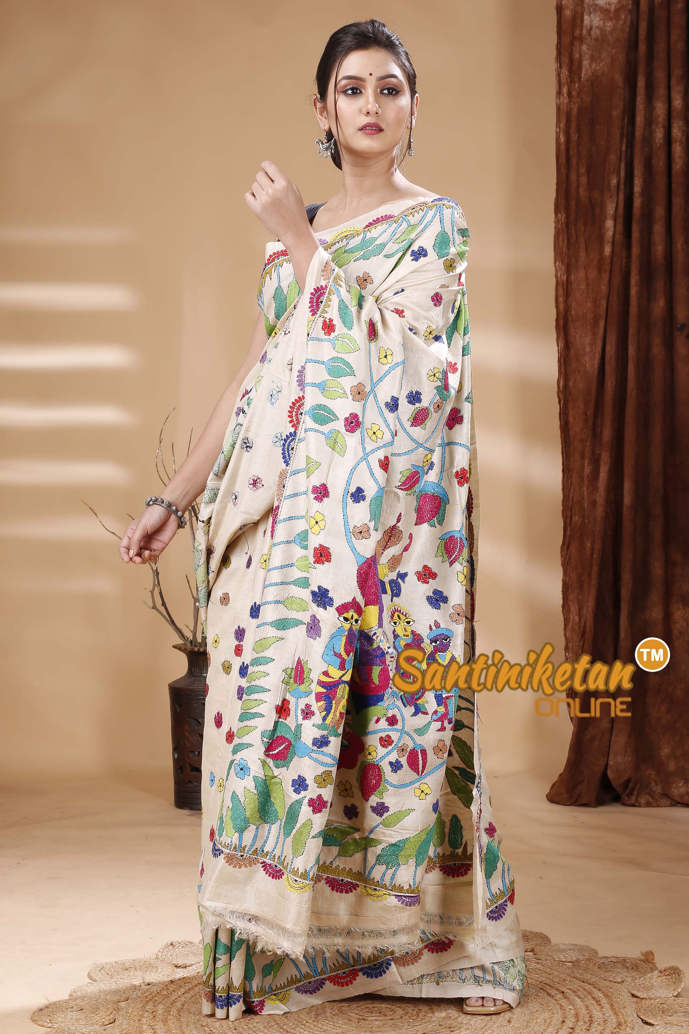 Pure Gachi Tussar Silk Kantha Stitch Saree SN202314562