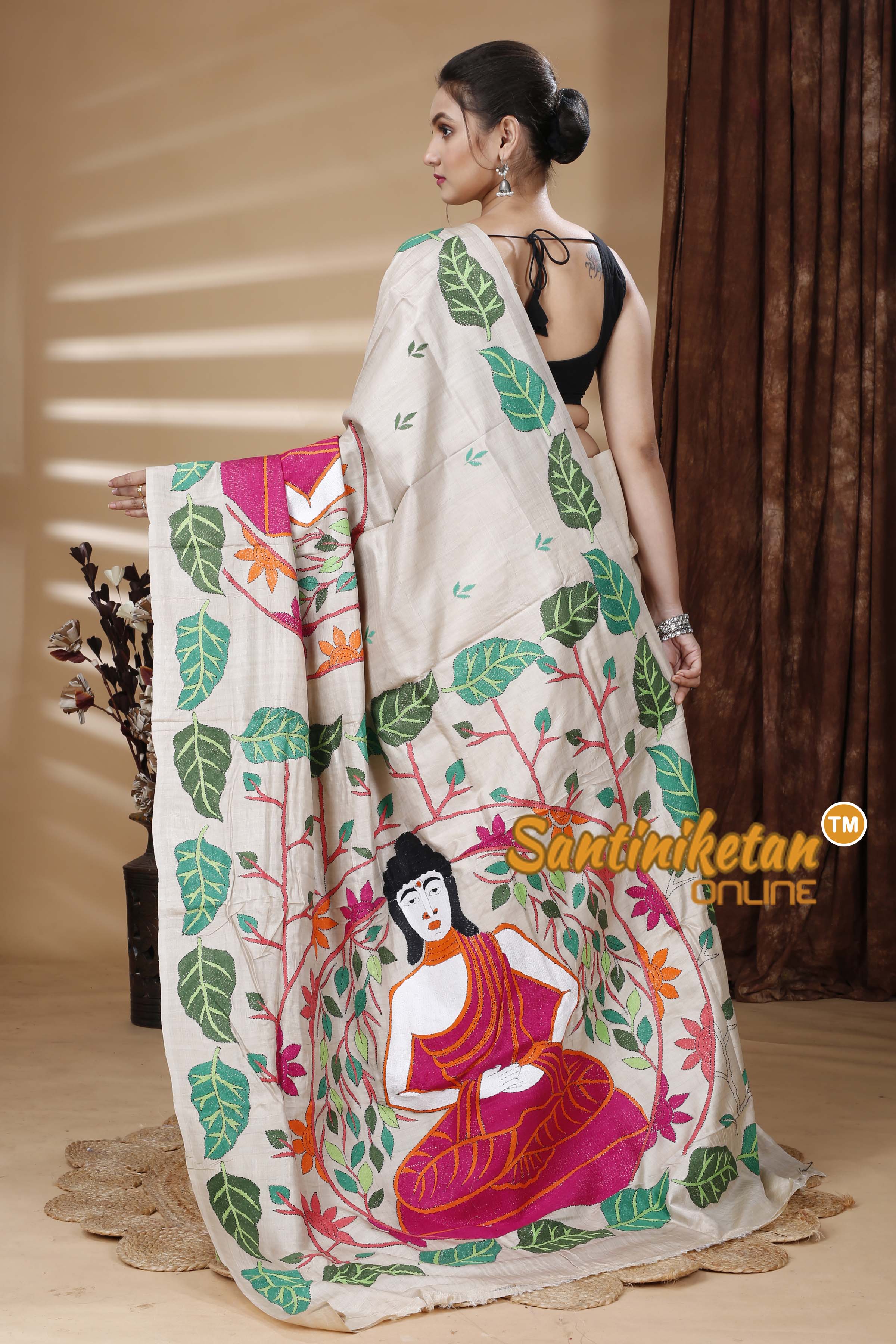 Pure Gachi Tussar Silk Kantha Stitch Saree SN202314810