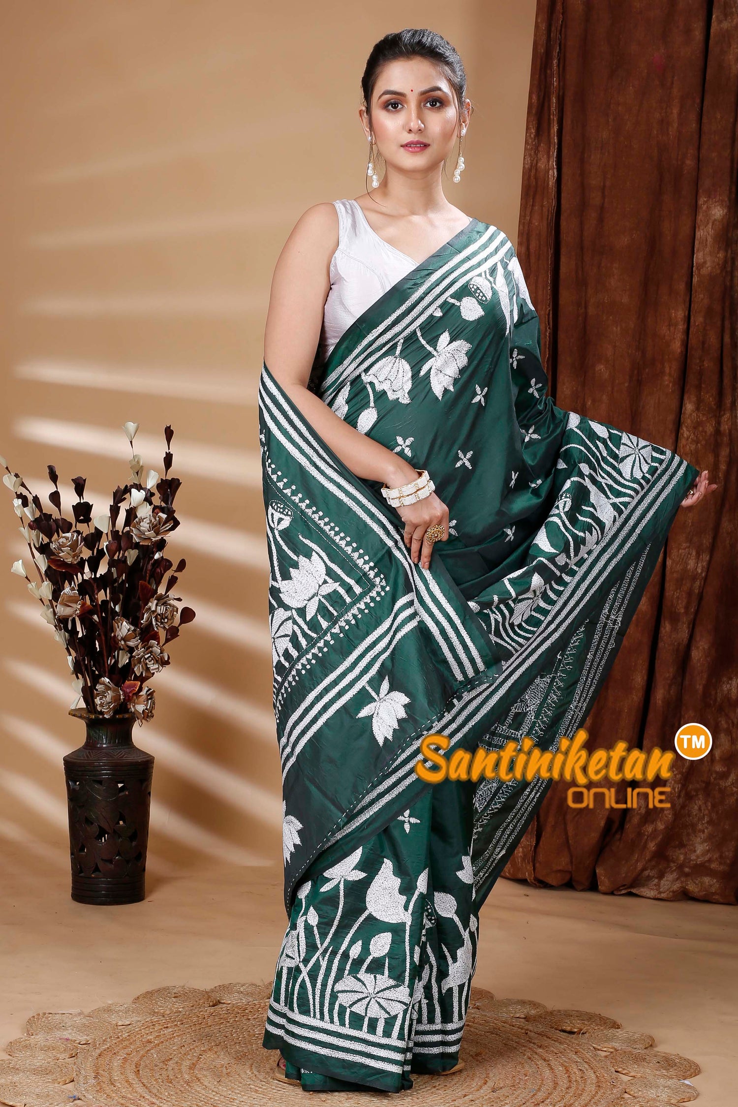 Butter Silk Kantha Stitch Saree SN202315049