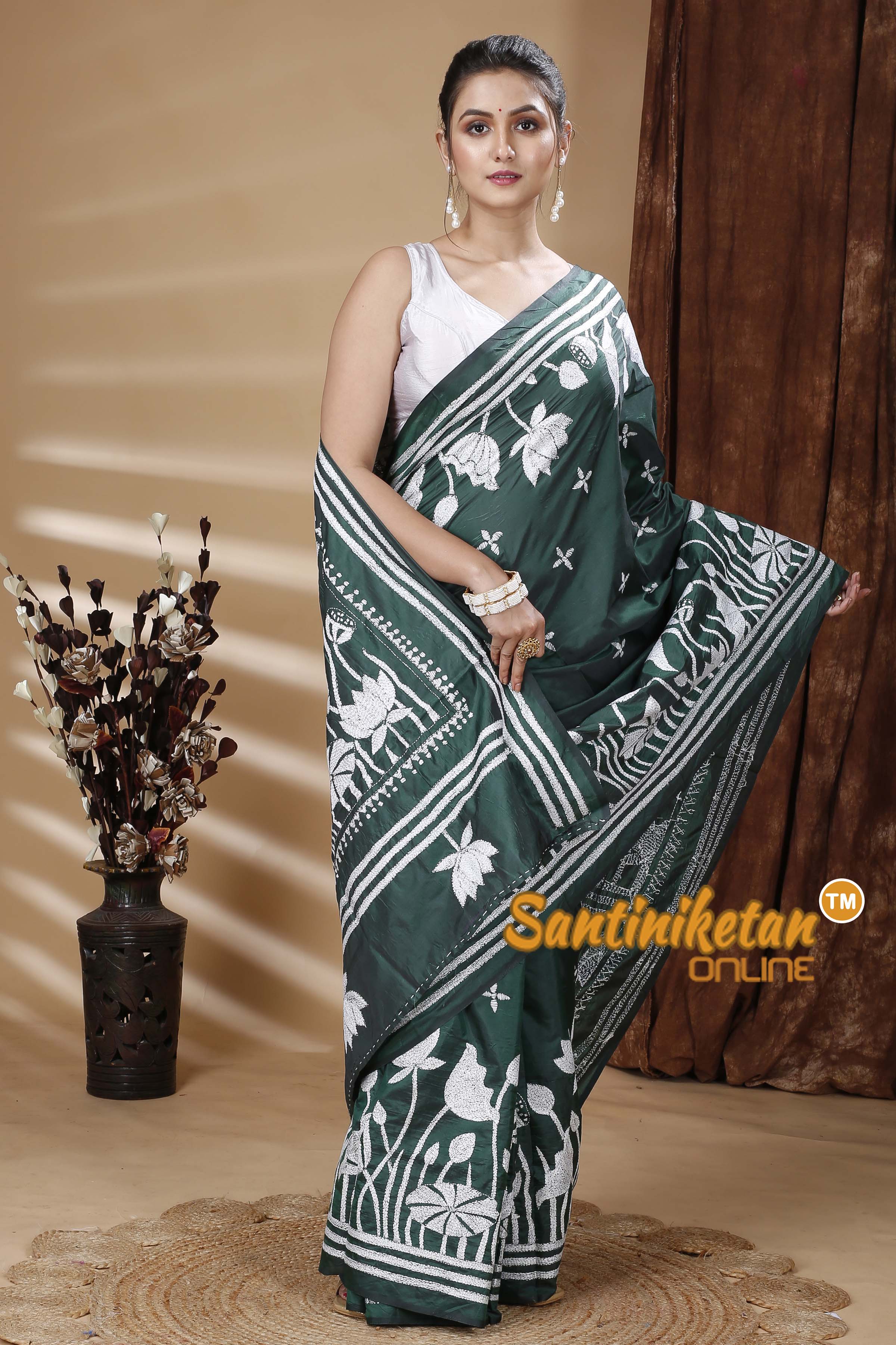 Butter Silk Kantha Stitch Saree SN202315049