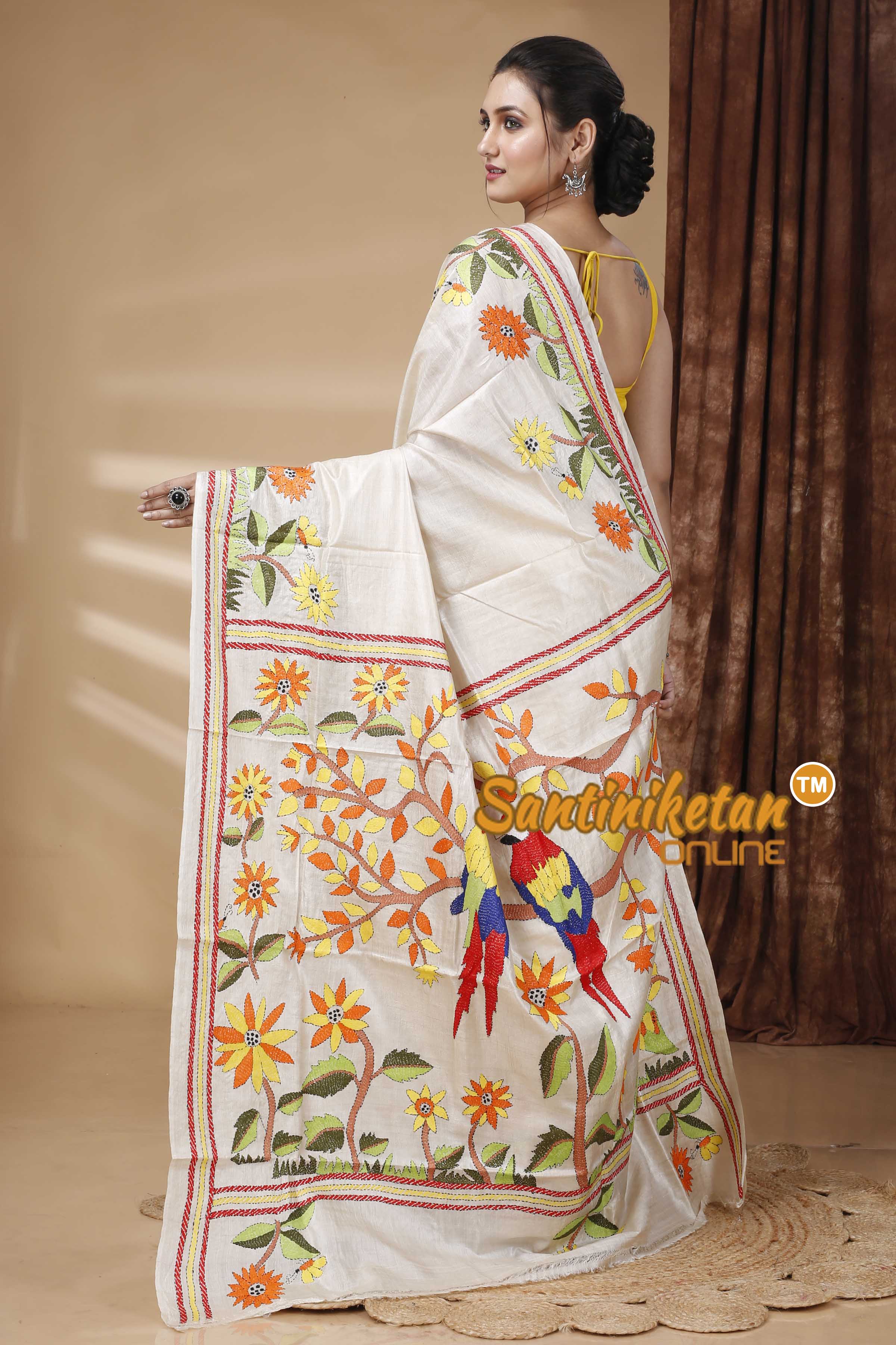 Pure Gachi Tussar Silk Kantha Stitch Saree SN202415377