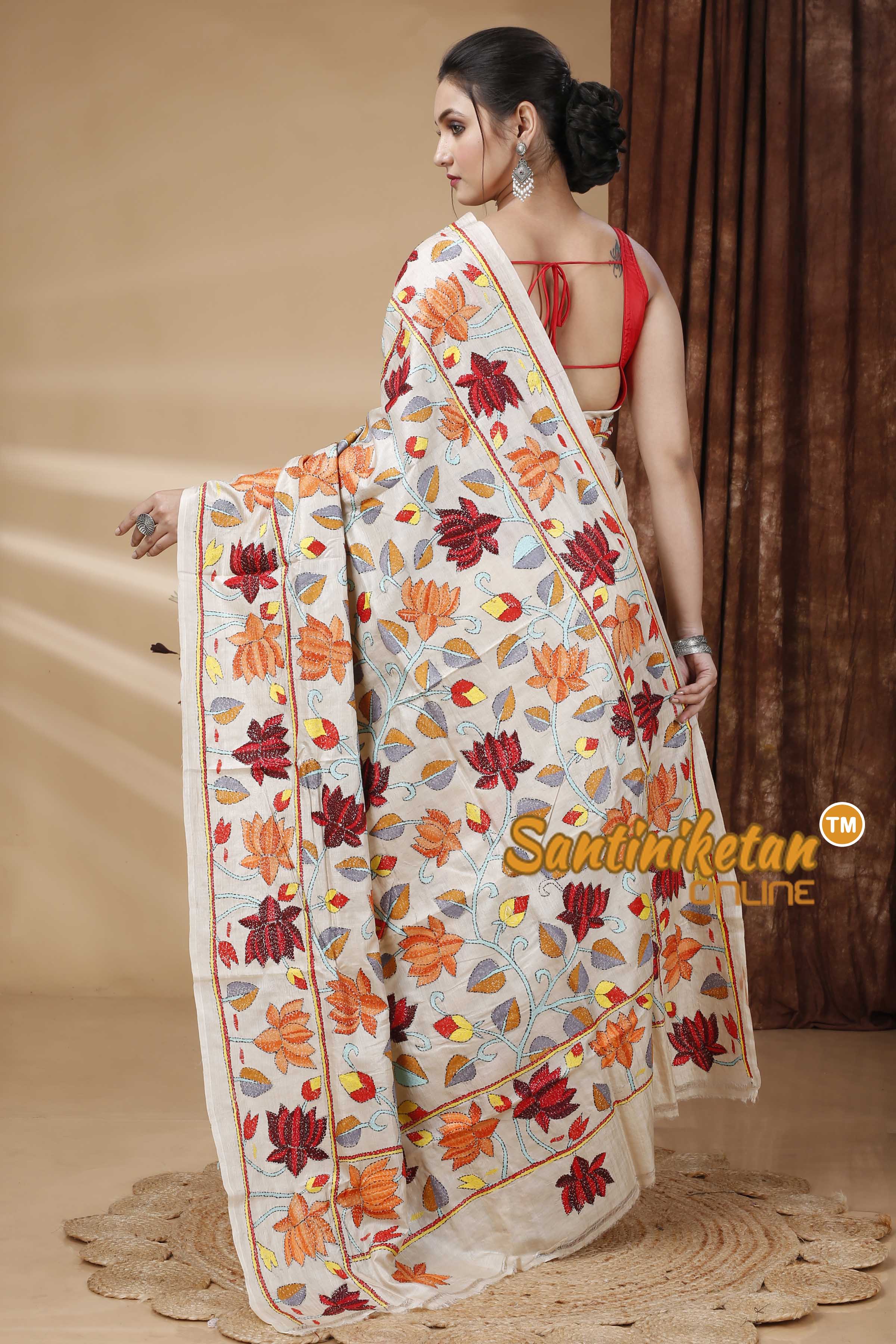 Pure Gachi Tussar Silk Kantha Stitch Saree SN202415498