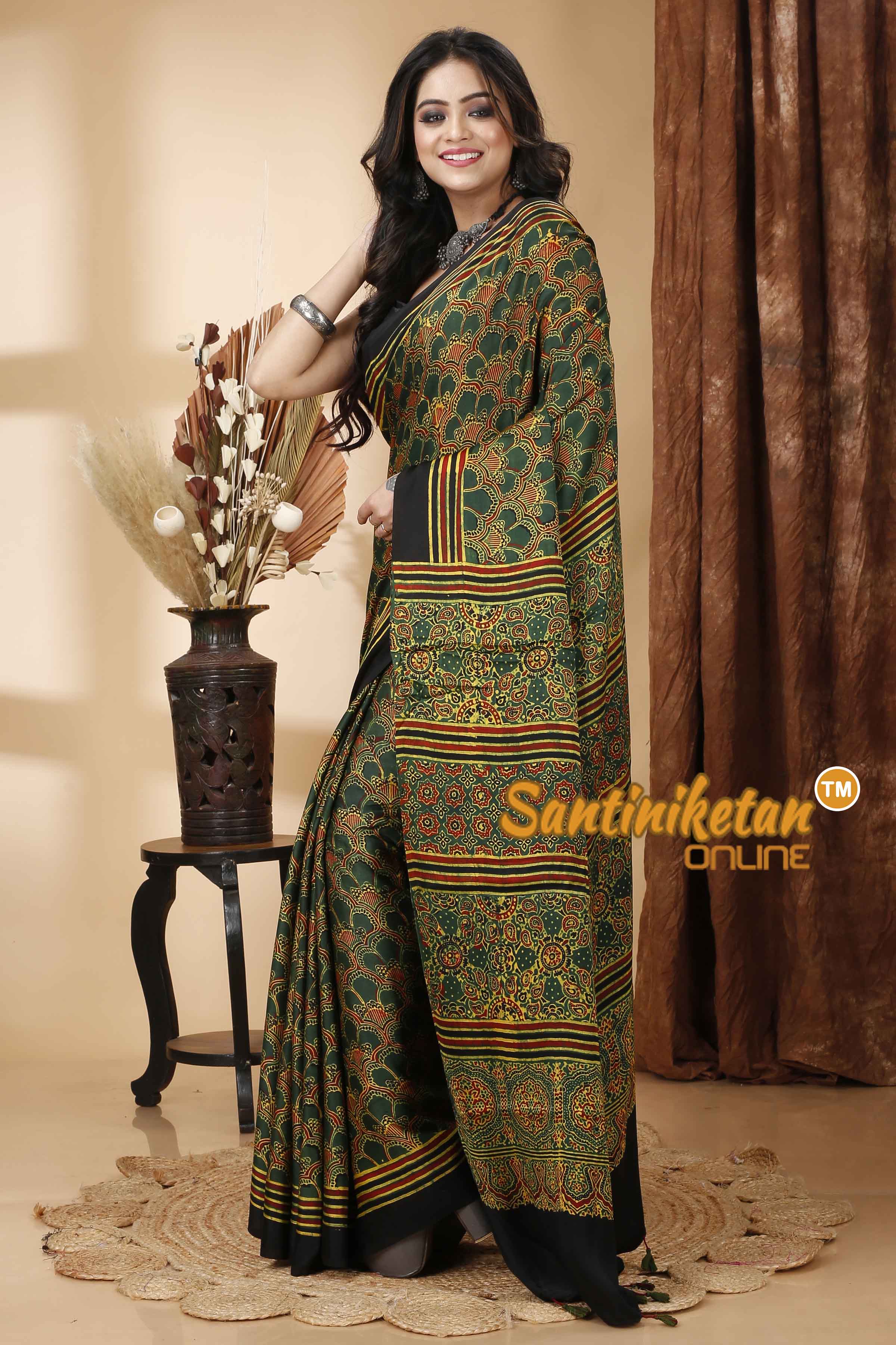 Ajrakh Hand Block On Modal Silk SN202415700