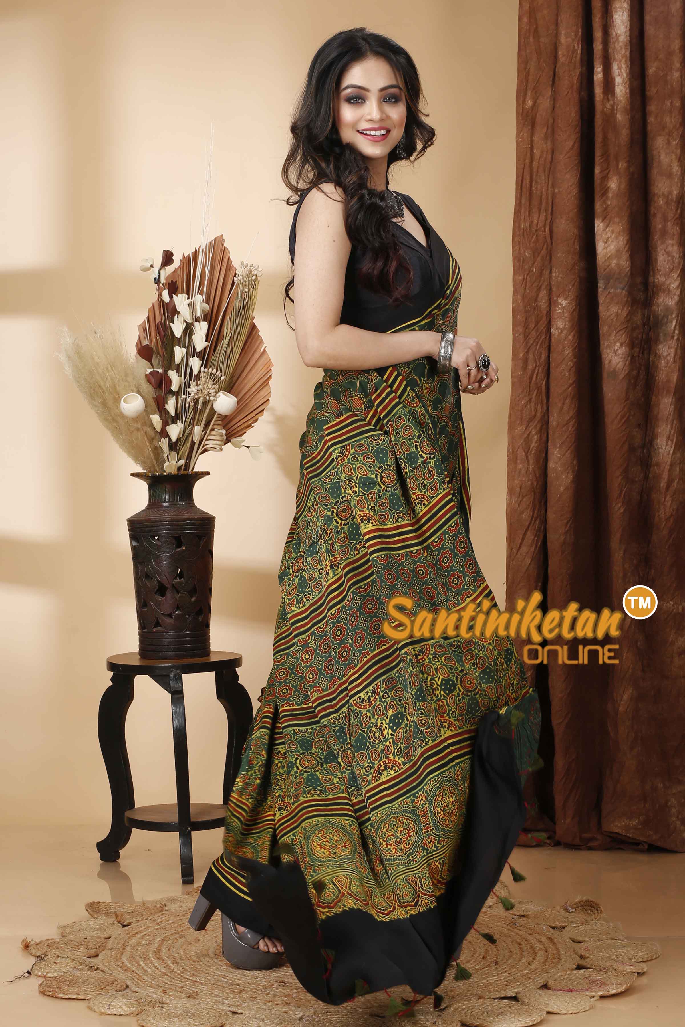 Ajrakh Hand Block On Modal Silk SN202415700