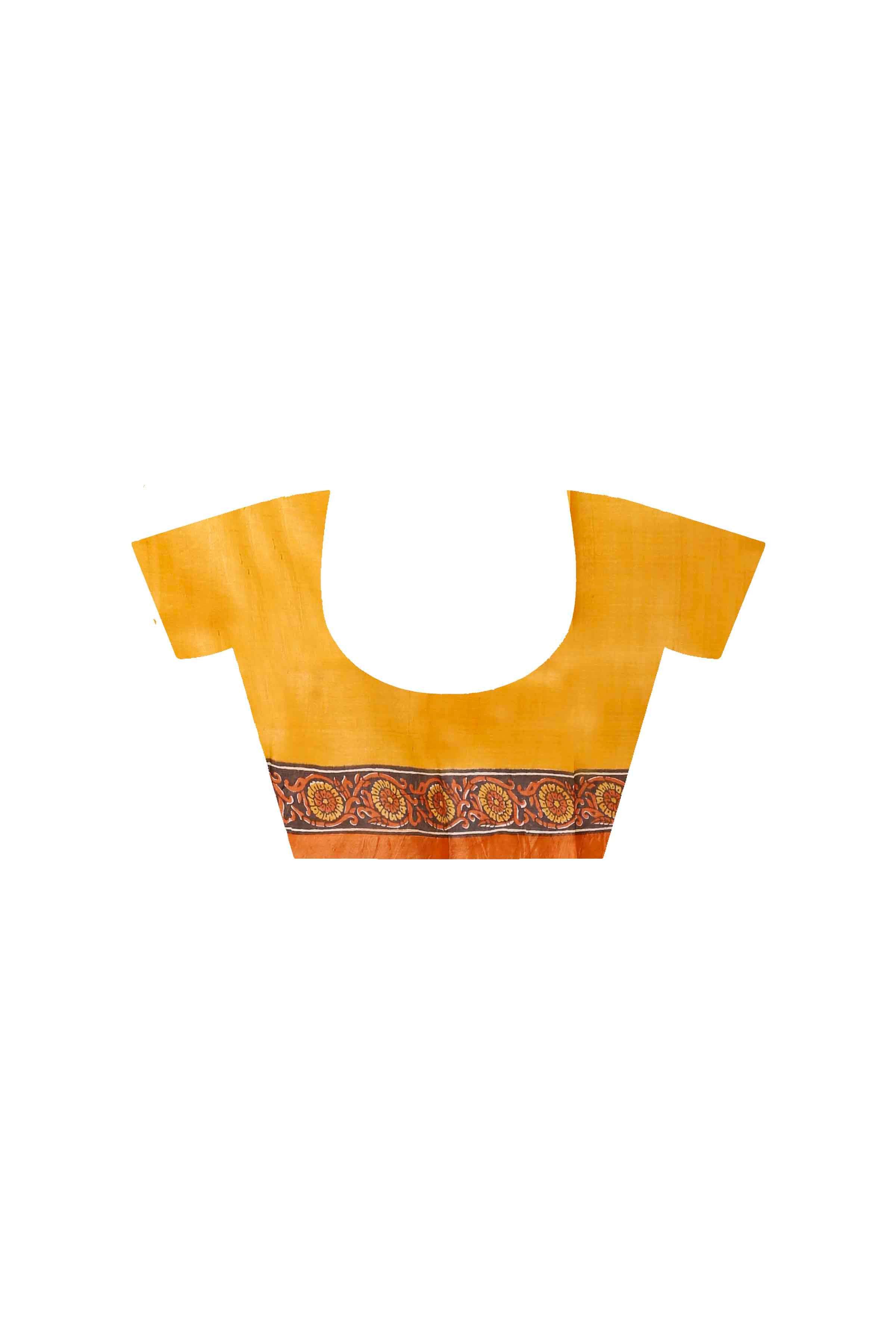 Pure Zari Tussar Hand Block Painted Saree SNN202416098