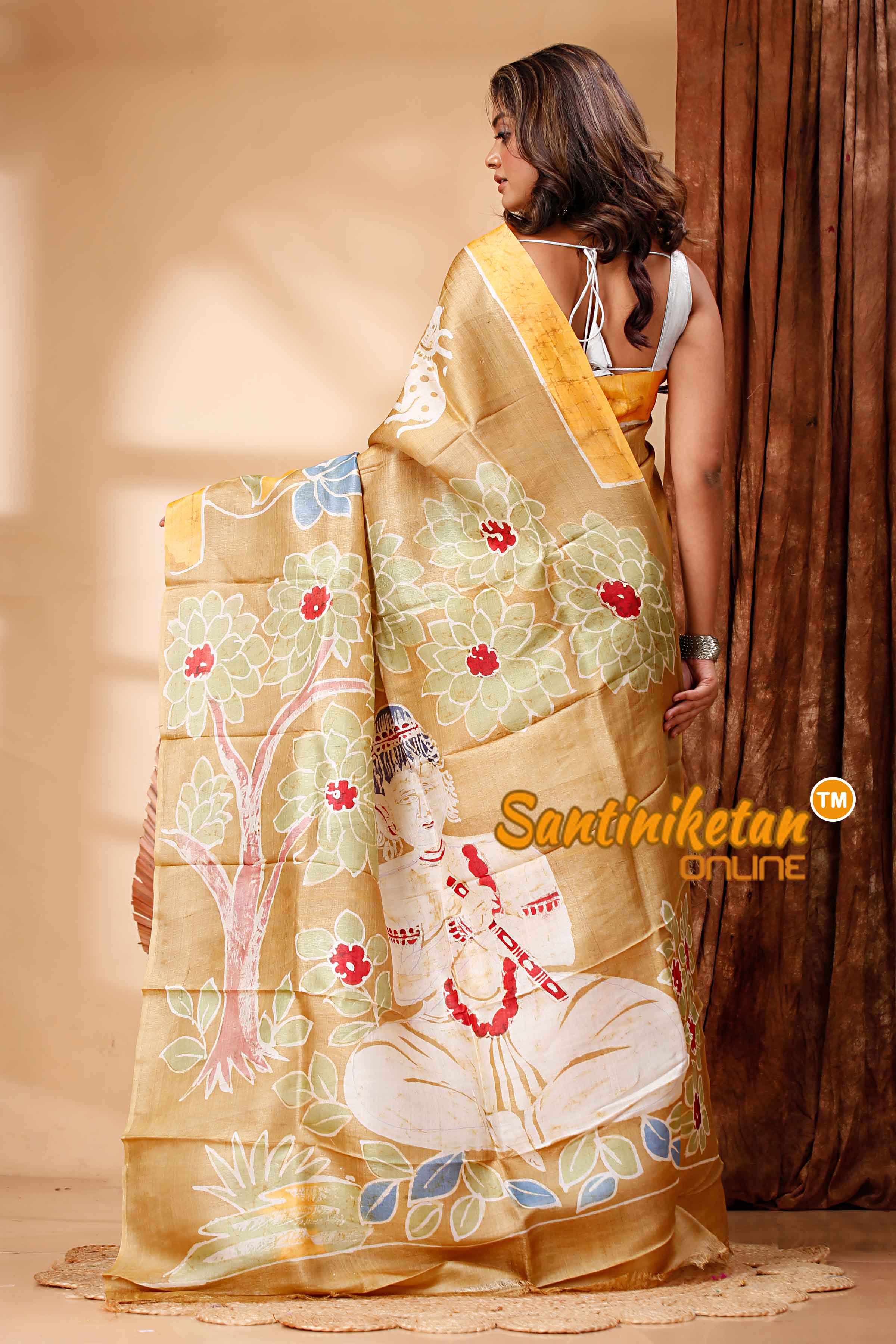 Hand Batik On Pure Tussar Silk Saree SN202418230