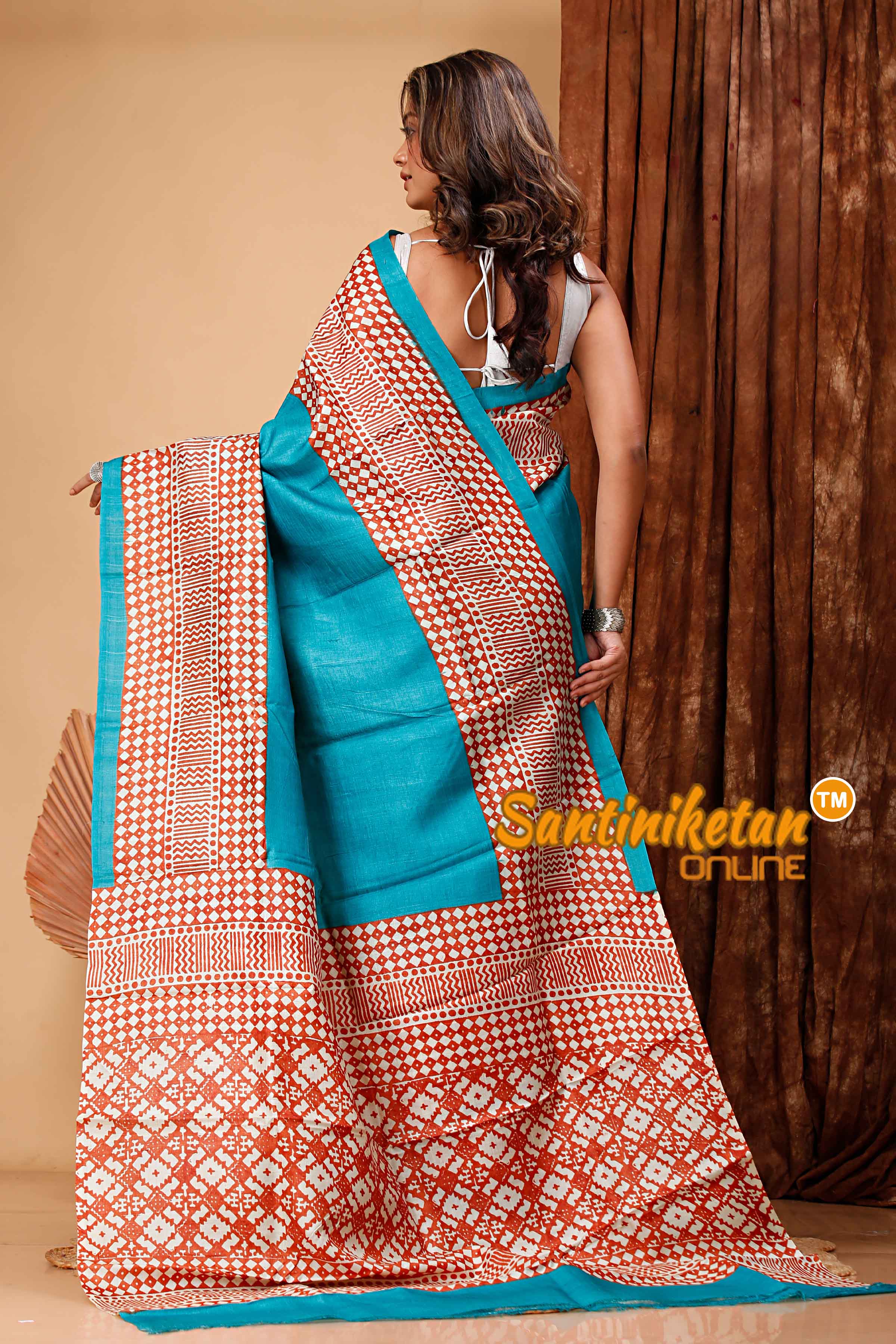 Pure Tussar Hand Block Painted Saree SN202418285