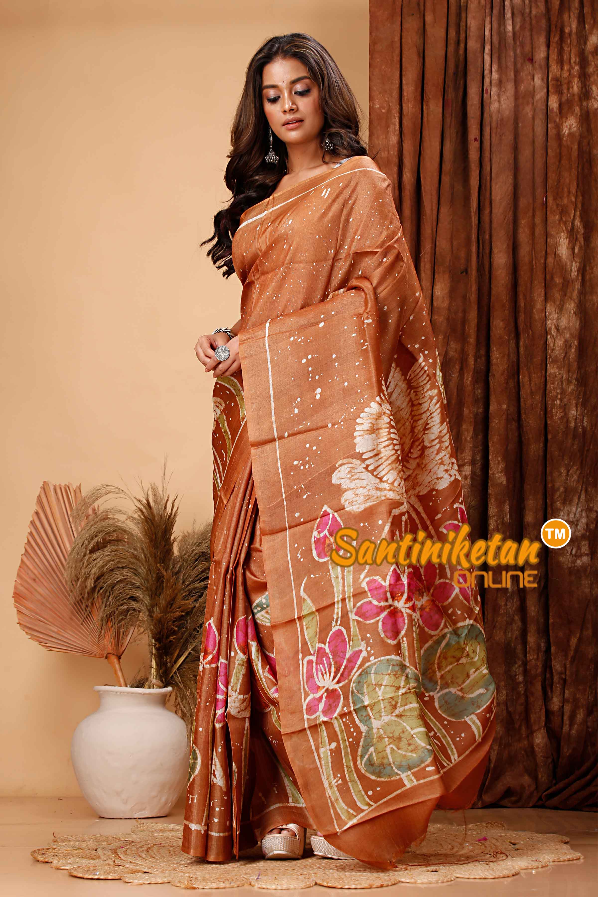 Hand Batik On Pure Tussar Silk Saree SN202418290