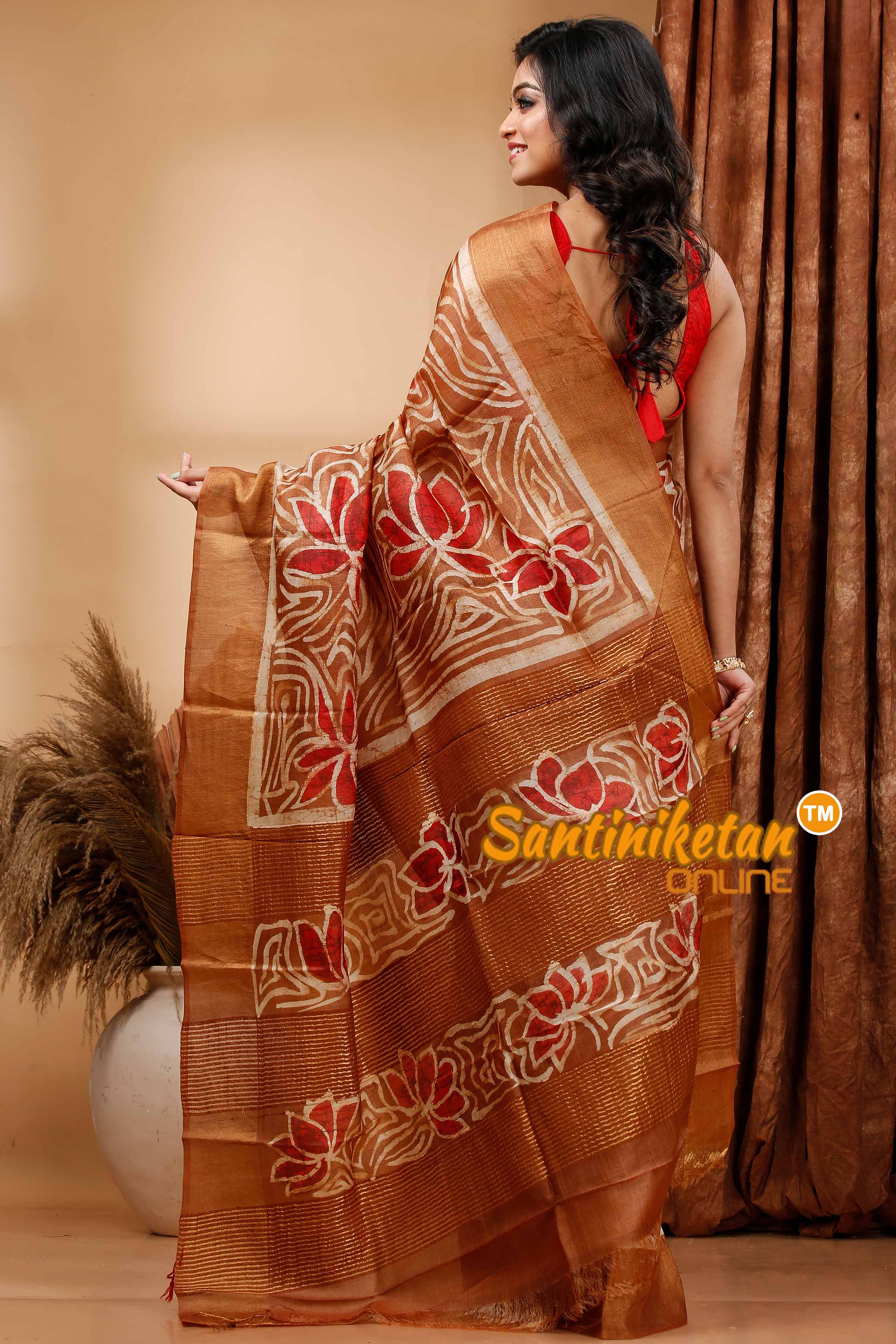 Hand Batik On Pure Zari Tussar Silk Saree SN202419459