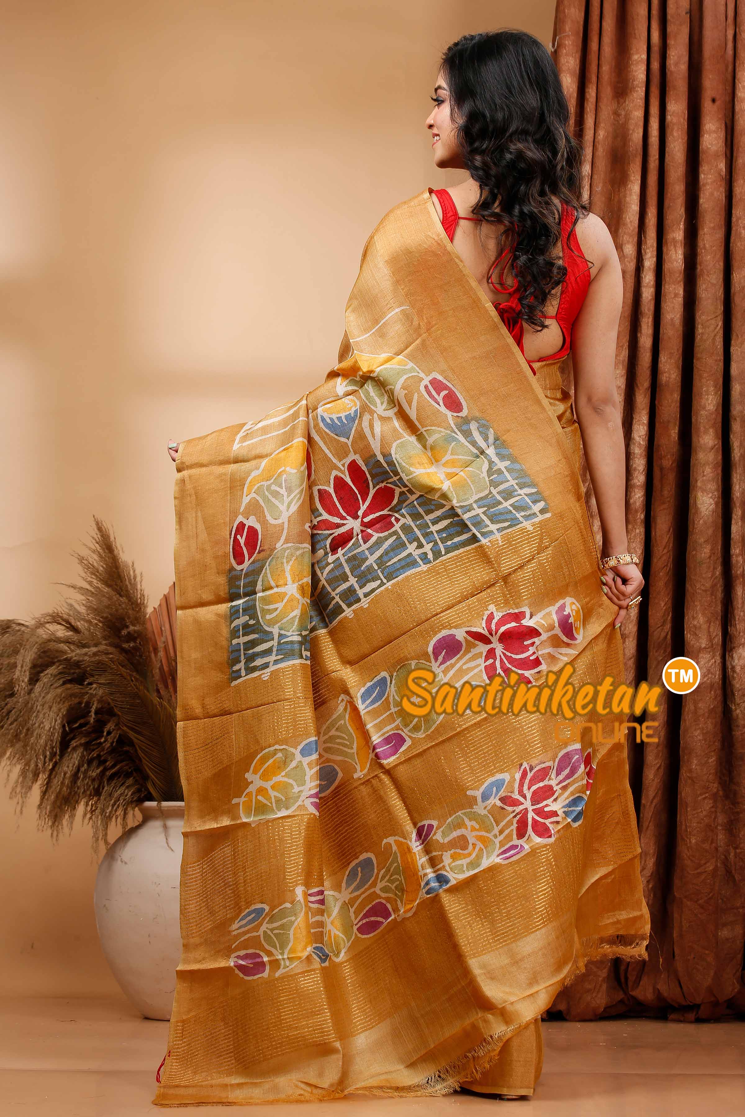 Hand Batik On Pure Zari Tussar Silk Saree SN202419473